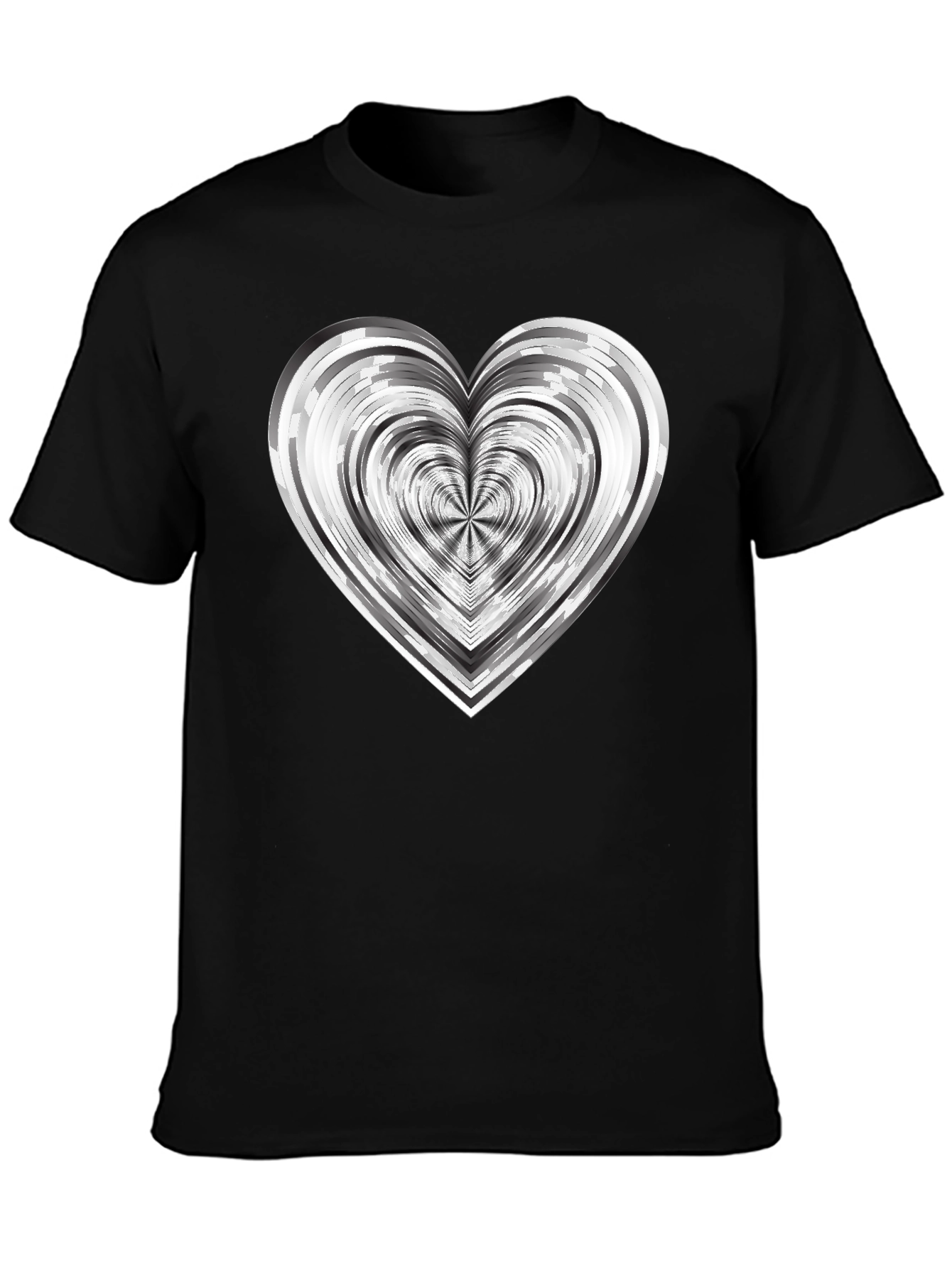 Abstract Heart Graphic Tee - Modern Black T-Shirt