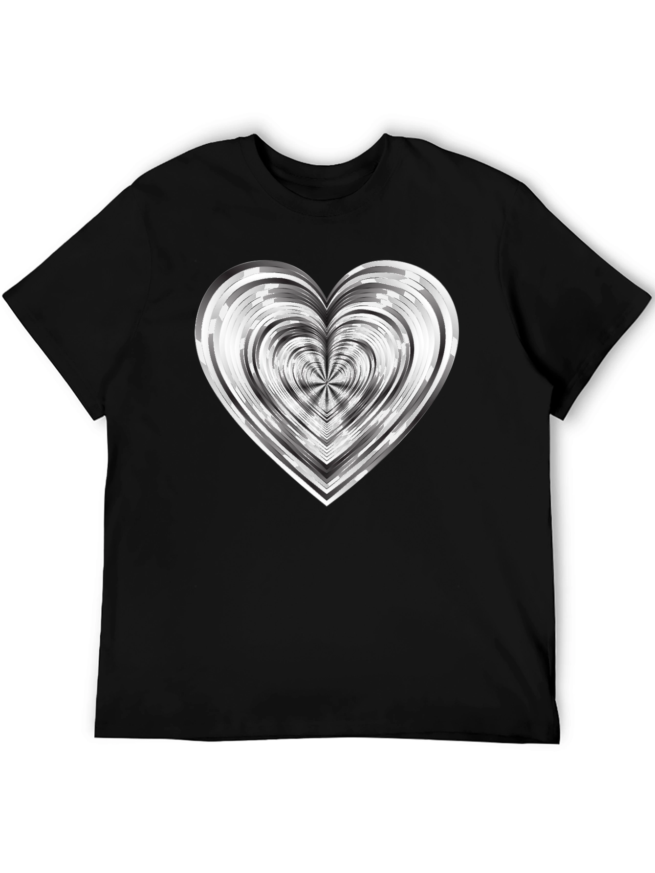 Abstract Heart Graphic Tee - Modern Black T-Shirt