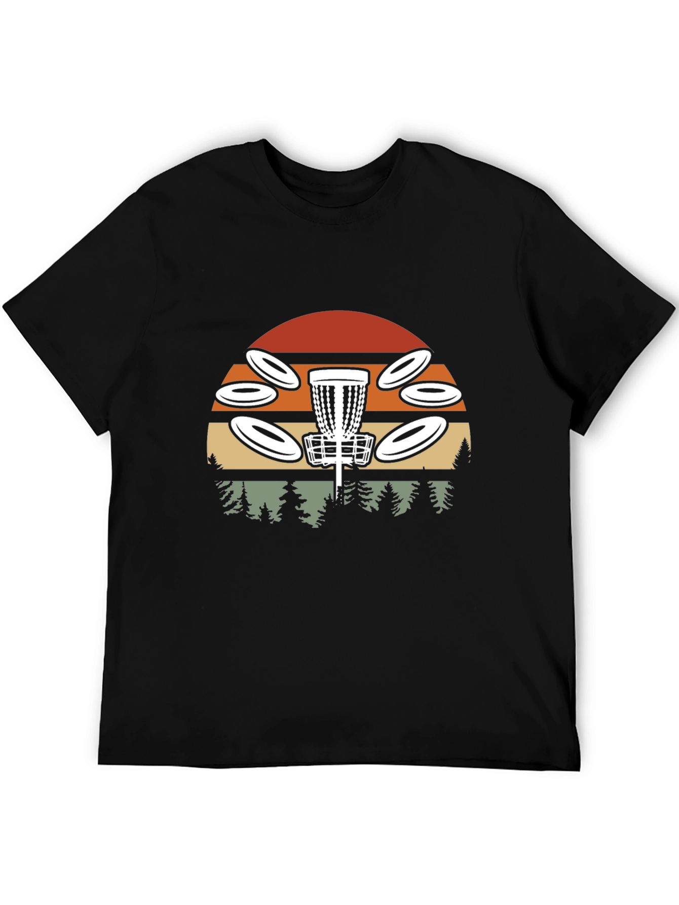 Retro Disc Golf T-Shirt - Sunset & Course Design
