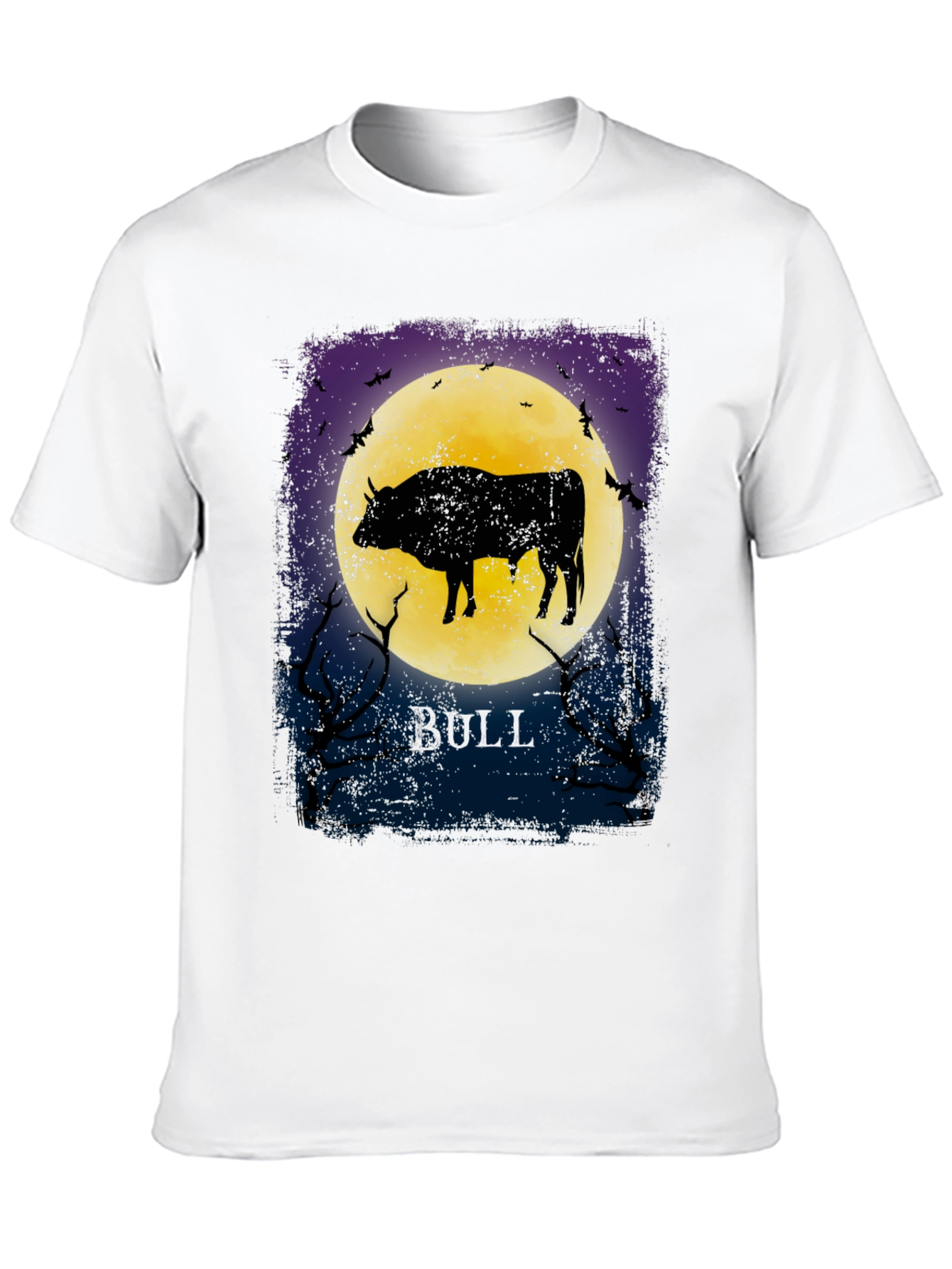 Bull Silhouette Moon Graphic T-Shirt