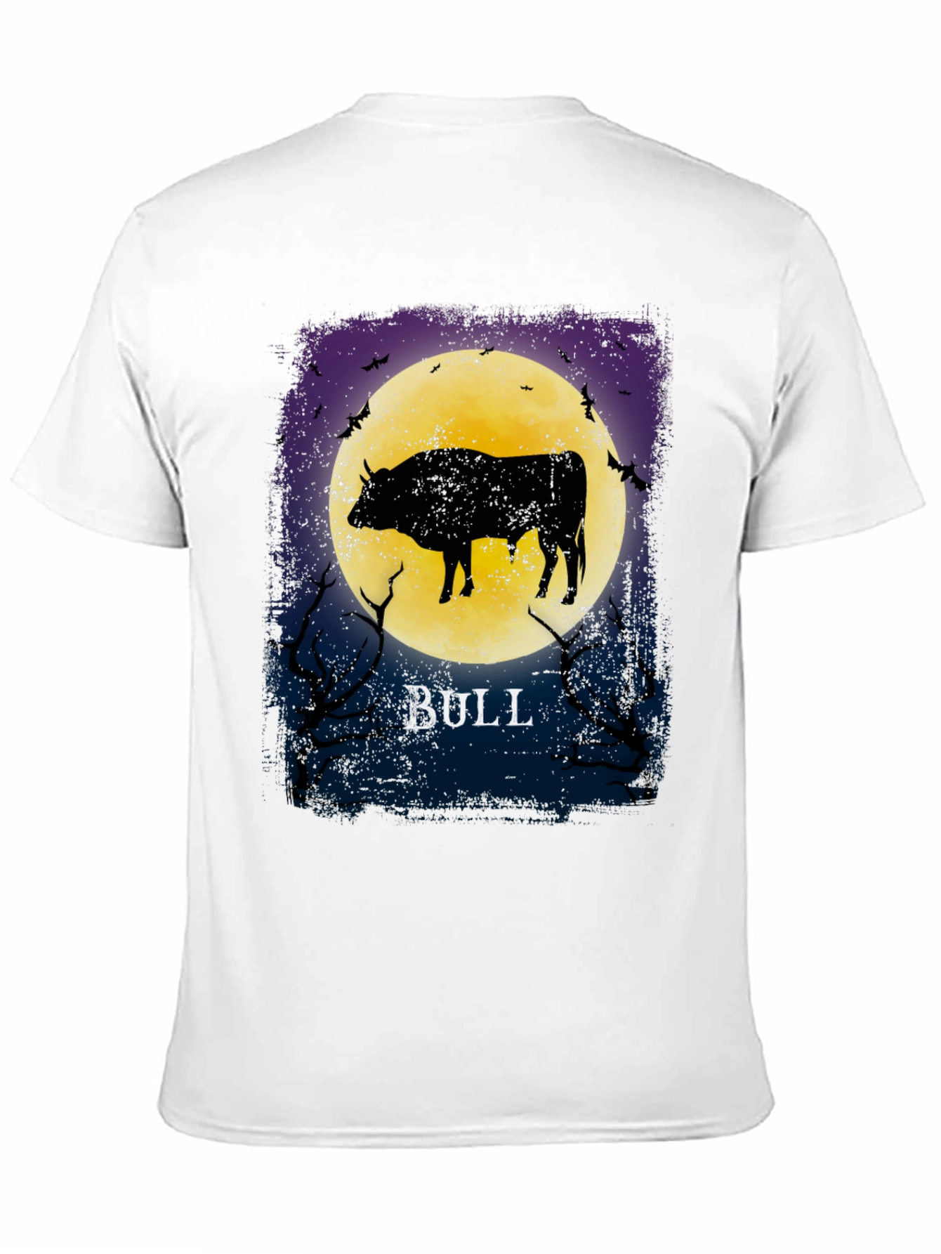 Bull Silhouette Moon Graphic T-Shirt