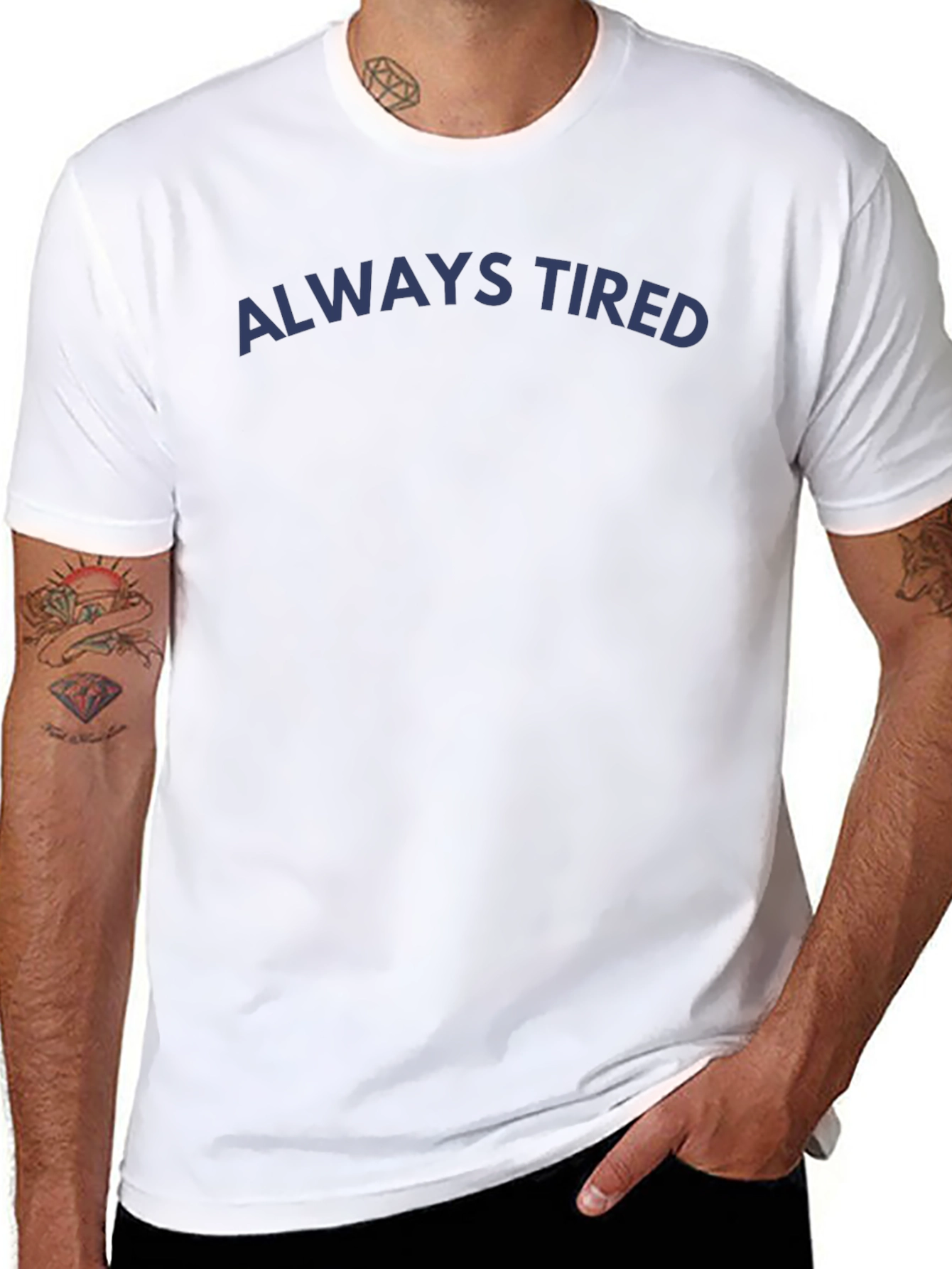 Always Tired Graphic T-Shirt - Dark Blue Print