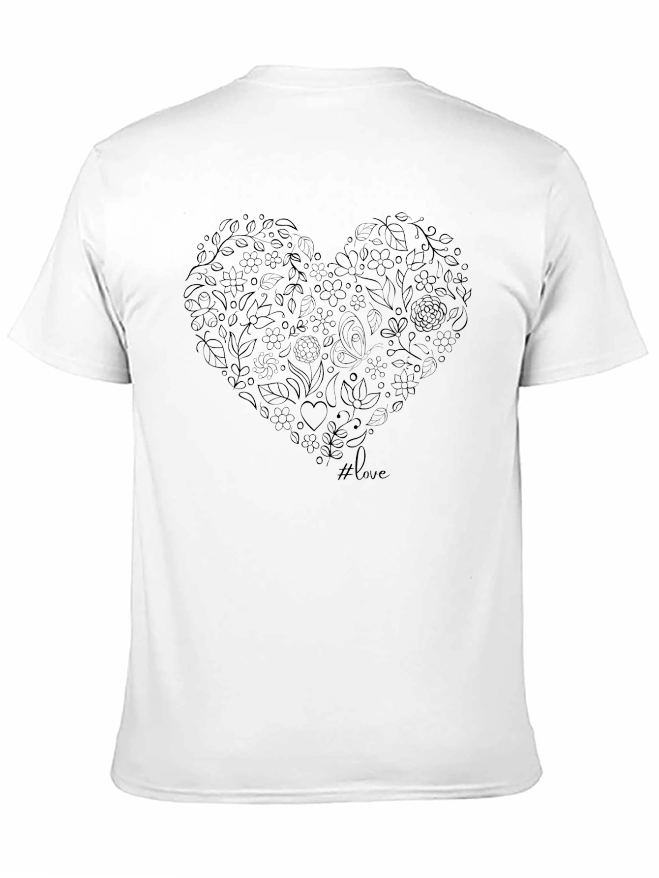 Floral Heart Graphic Black T-Shirt