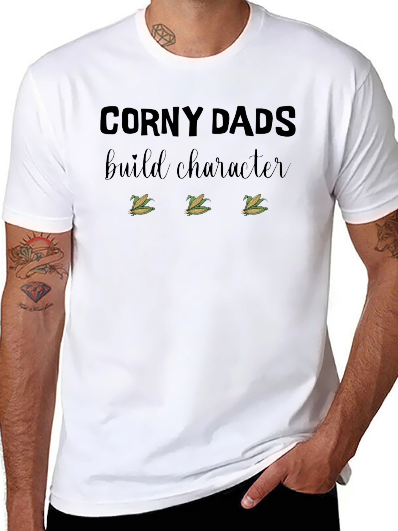 Corny Dads Build Character T-Shirt