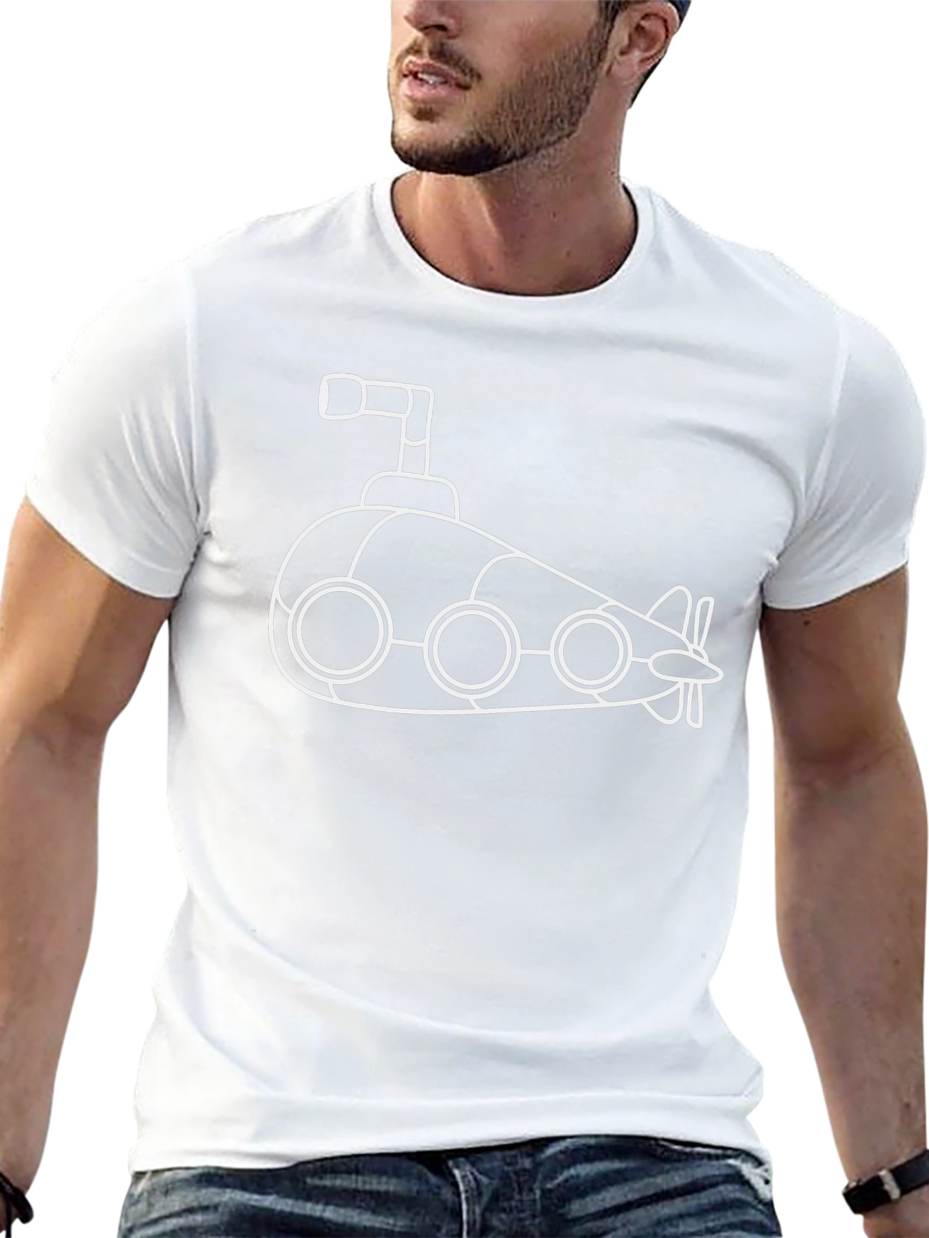 Cartoon Submarine Graphic T-Shirt