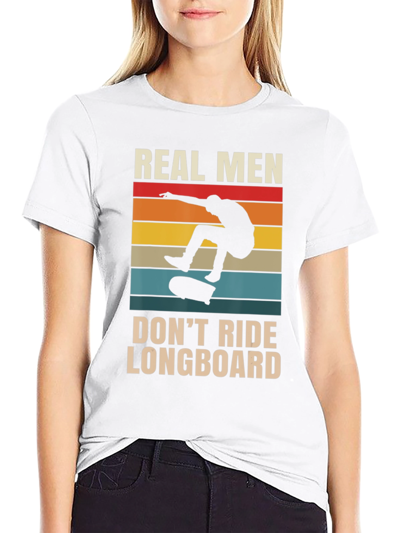Real Men Dont Ride Longboard Black T-Shirt