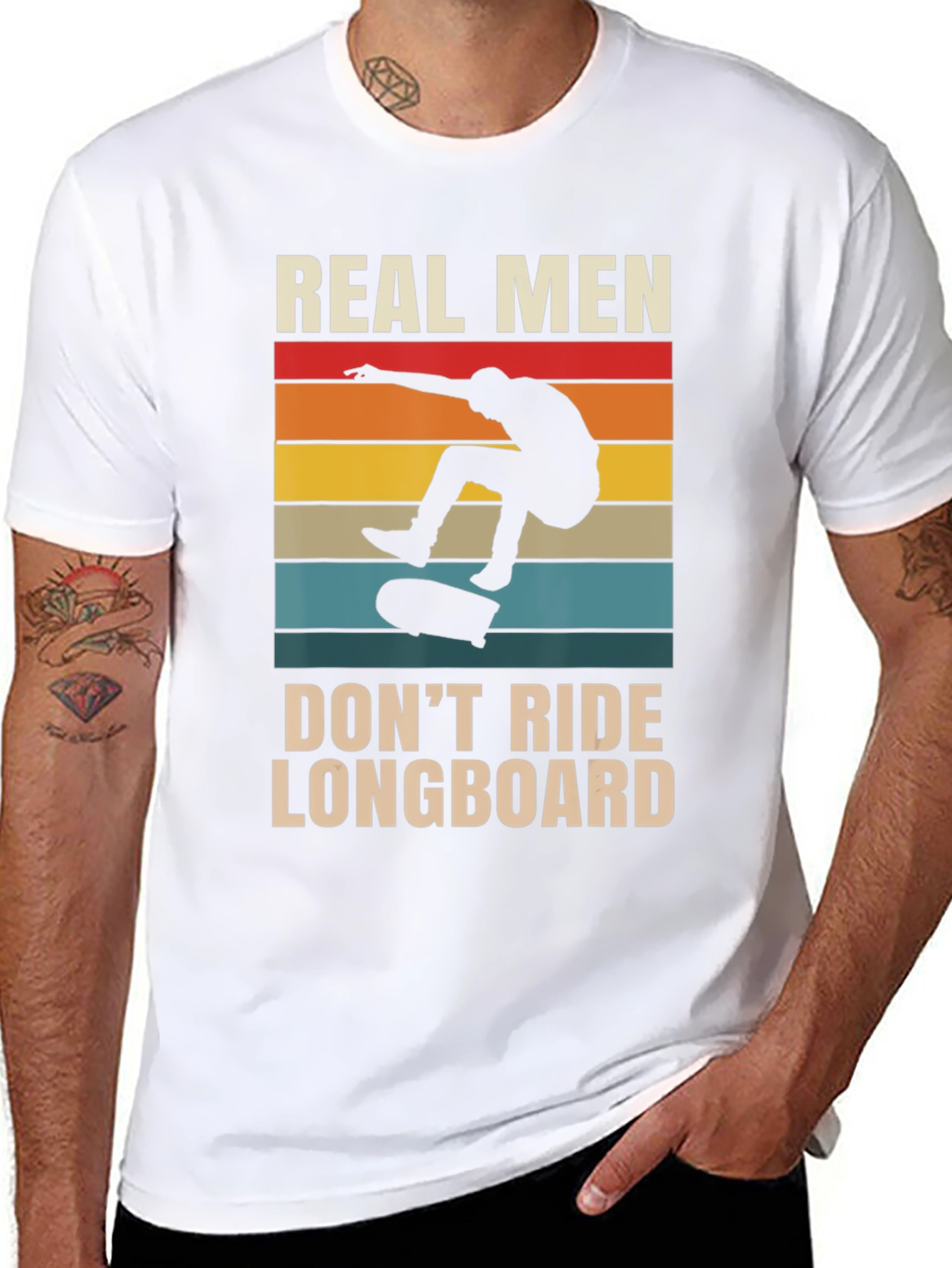Real Men Dont Ride Longboard Black T-Shirt