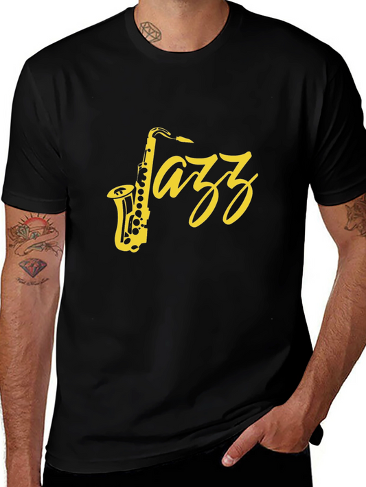 Black Jazz Saxophone Graphic T-Shirt