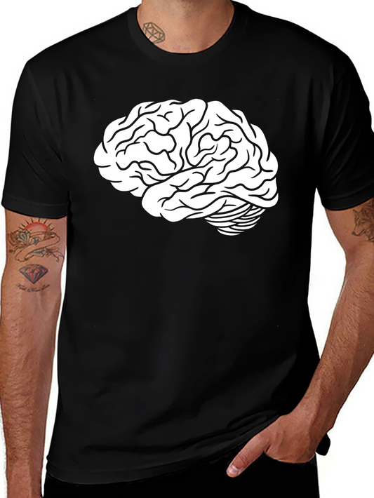Brain Graphic Tee - Black Cotton T-Shirt