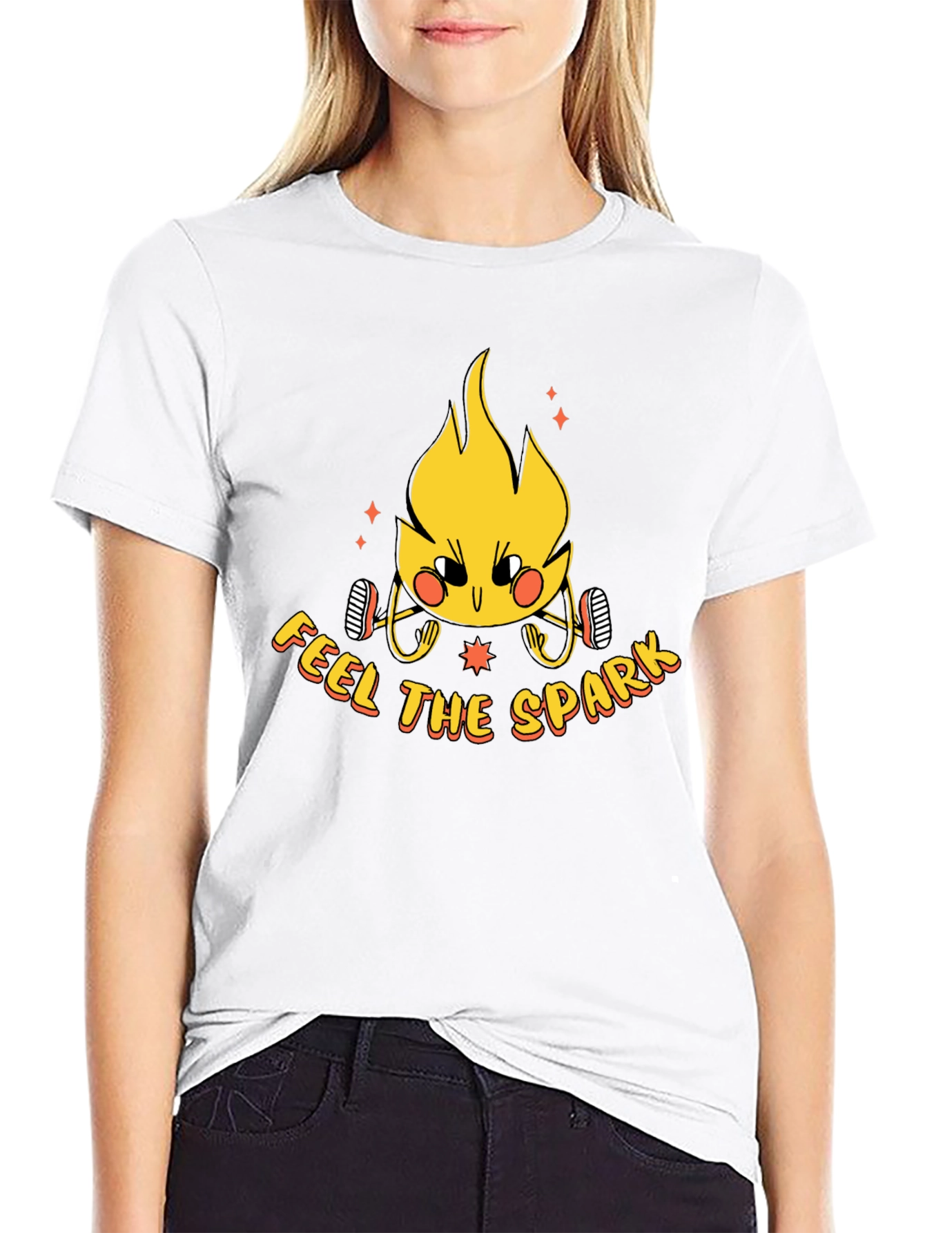 Feel the Spark Graphic Tee - Black Cotton T-Shirt