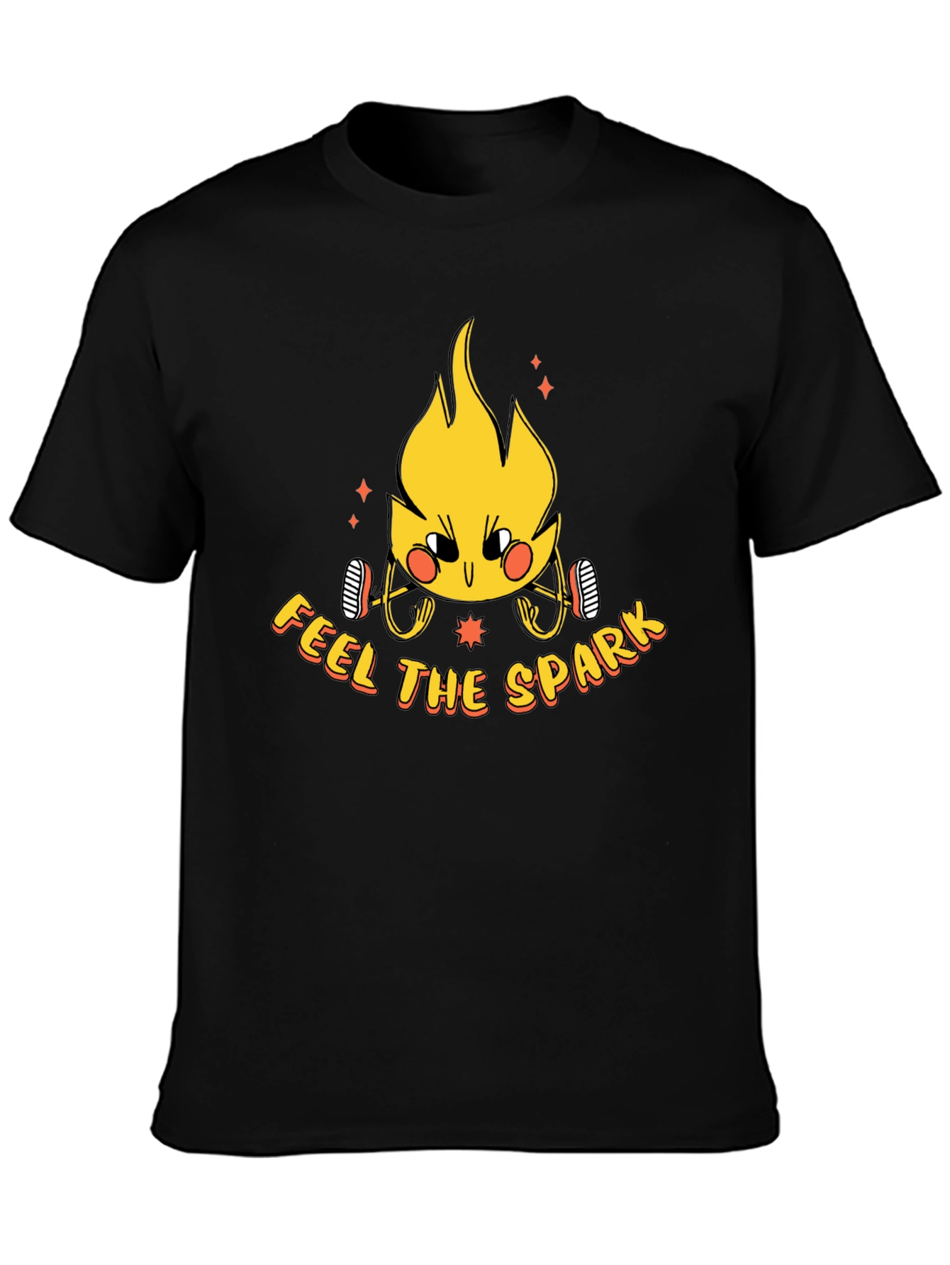 Feel the Spark Graphic Tee - Black Cotton T-Shirt