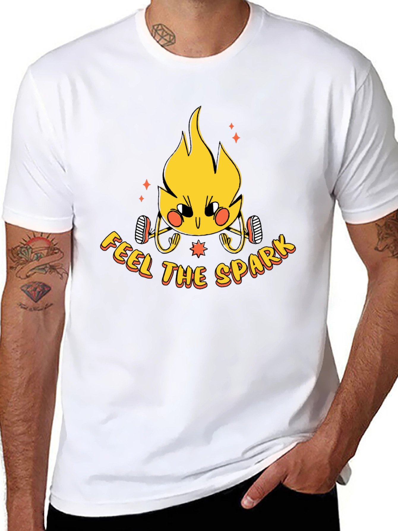 Feel the Spark Graphic Tee - Black Cotton T-Shirt