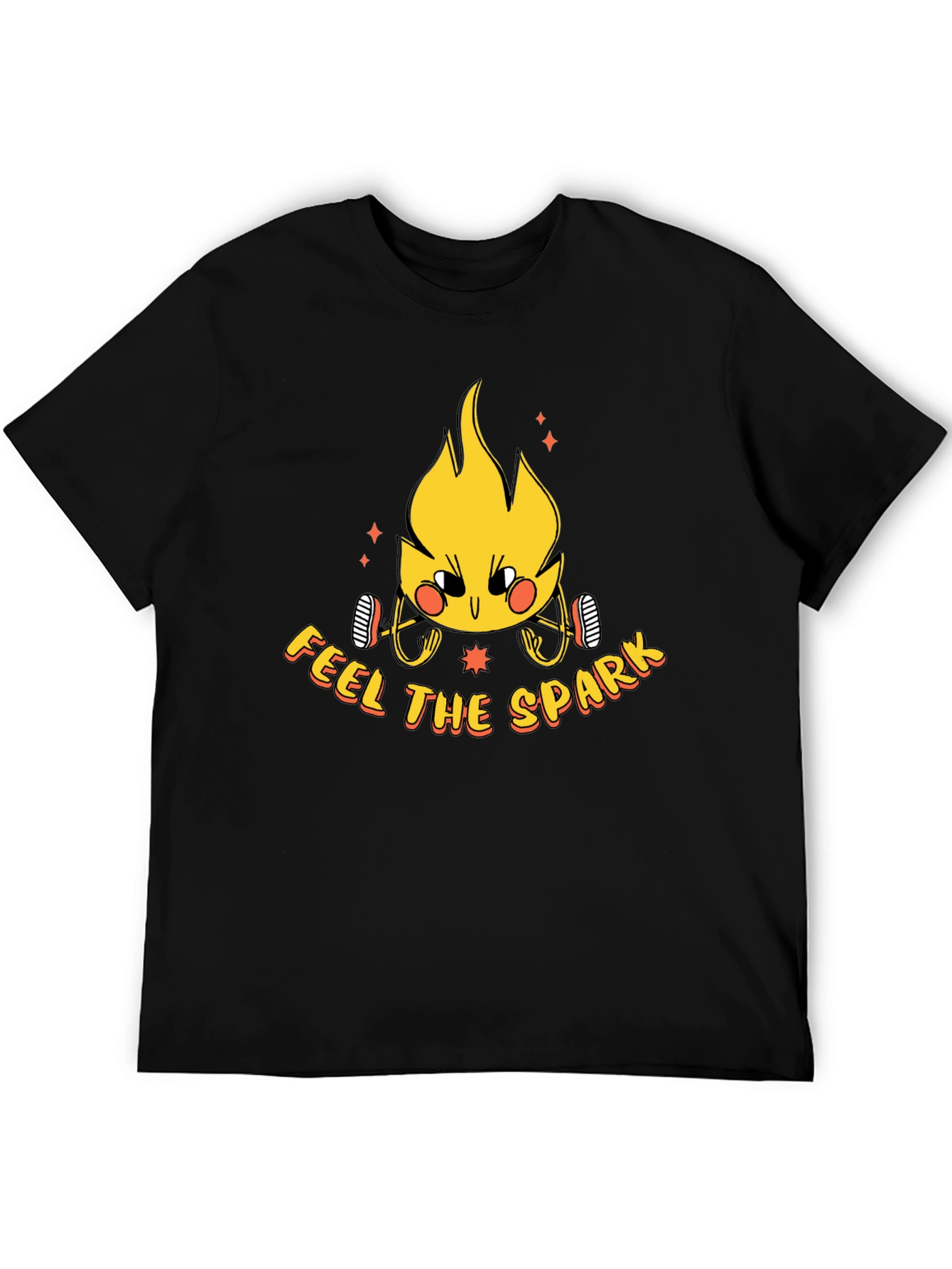 Feel the Spark Graphic Tee - Black Cotton T-Shirt