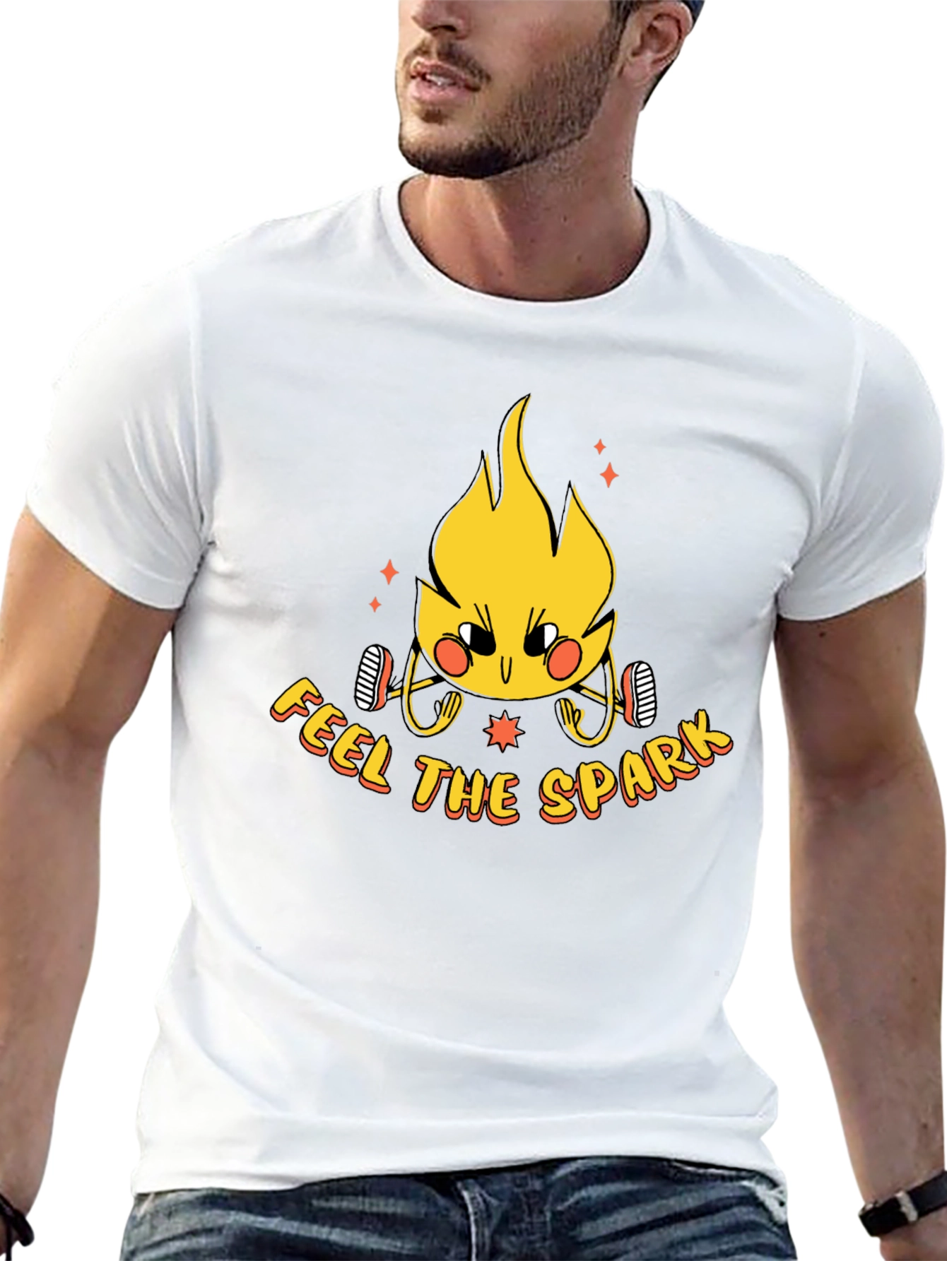 Feel the Spark Graphic Tee - Black Cotton T-Shirt