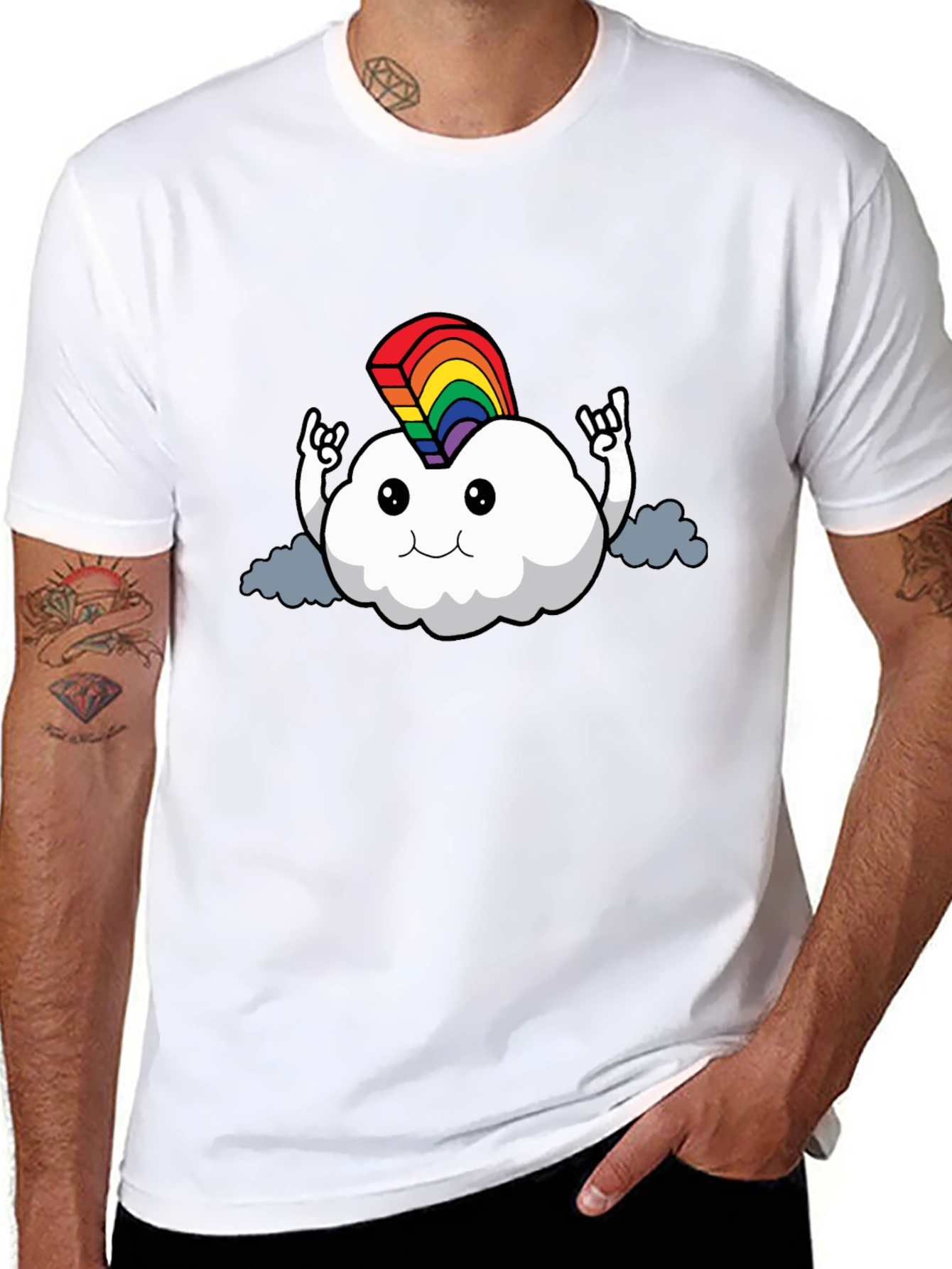 Rainbow Cloud Rock On T-Shirt