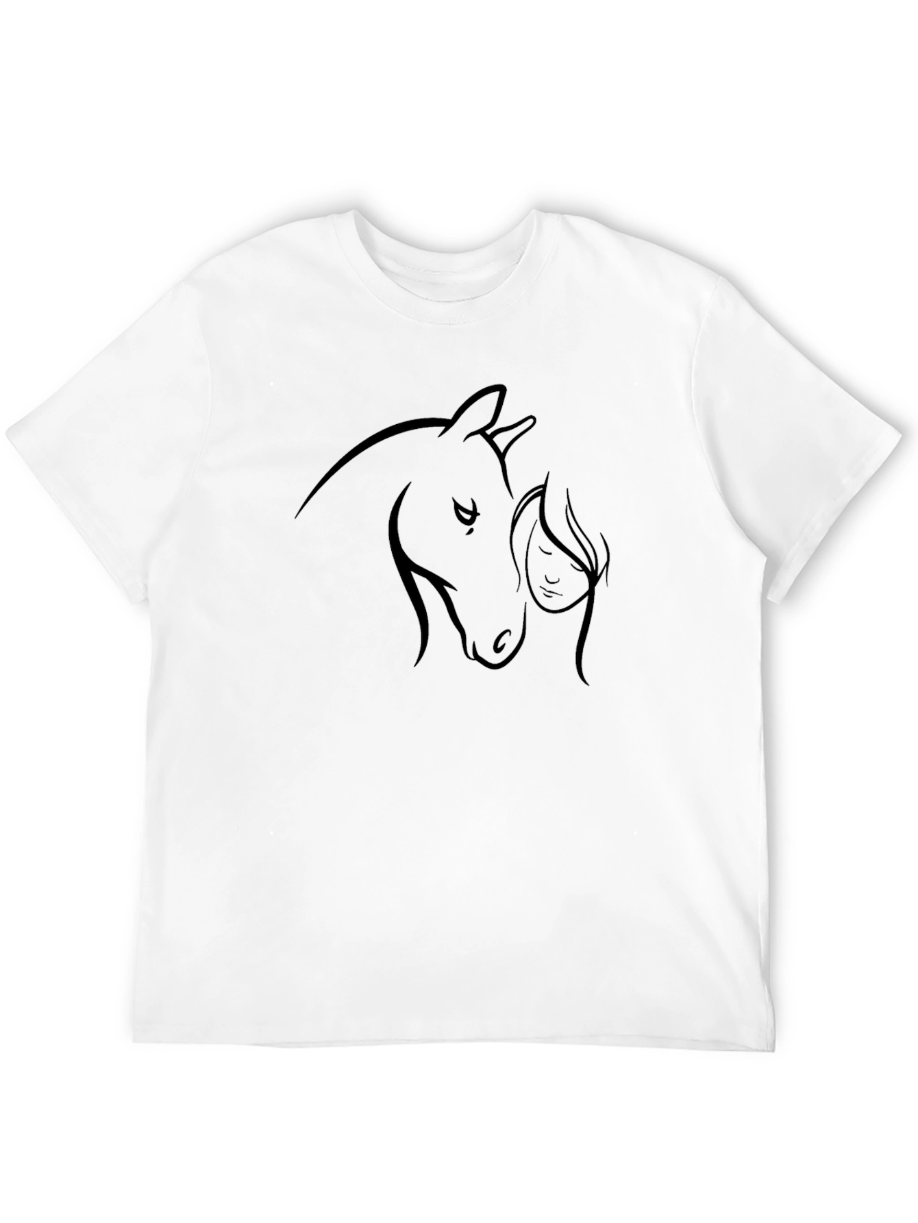 Horse and Woman Line Art Graphic Tee