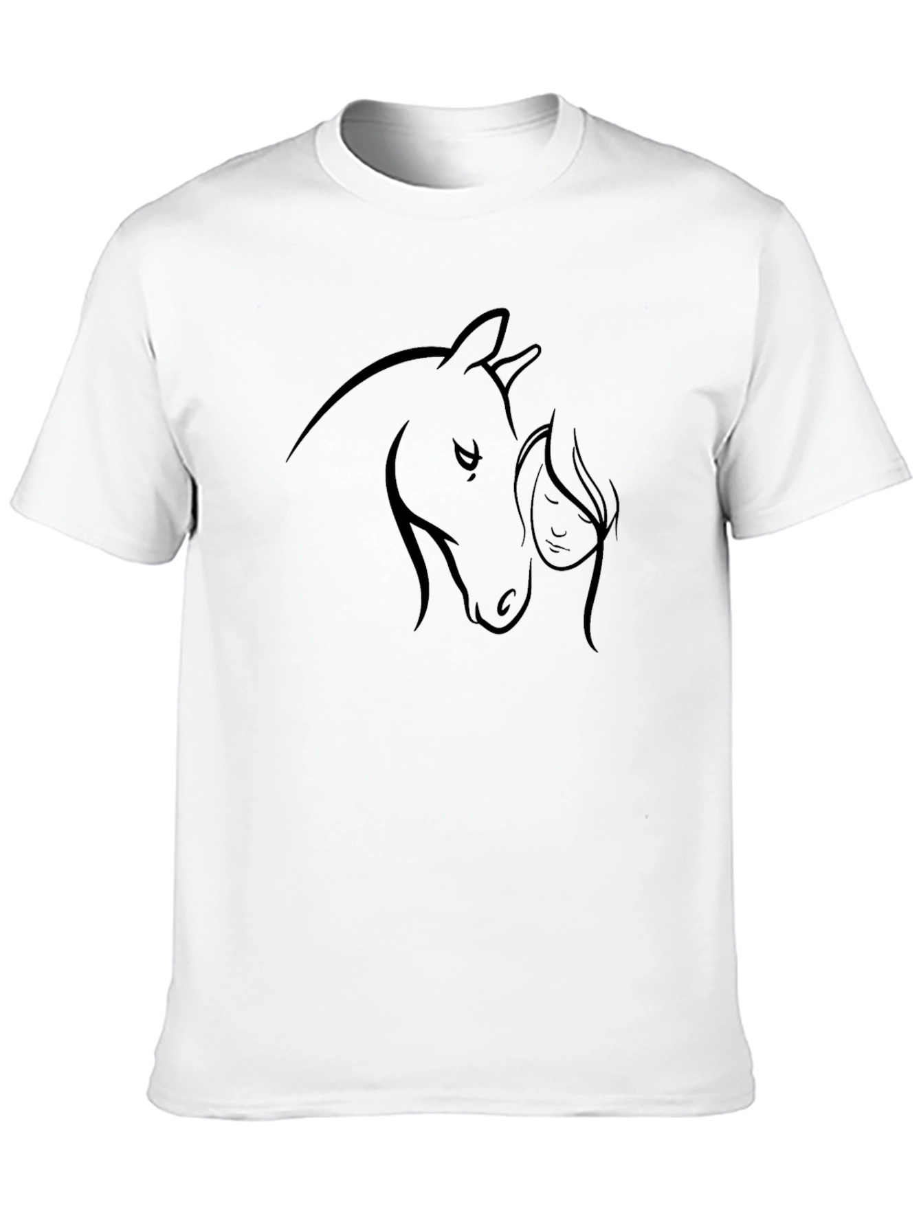 Horse and Woman Line Art Graphic Tee