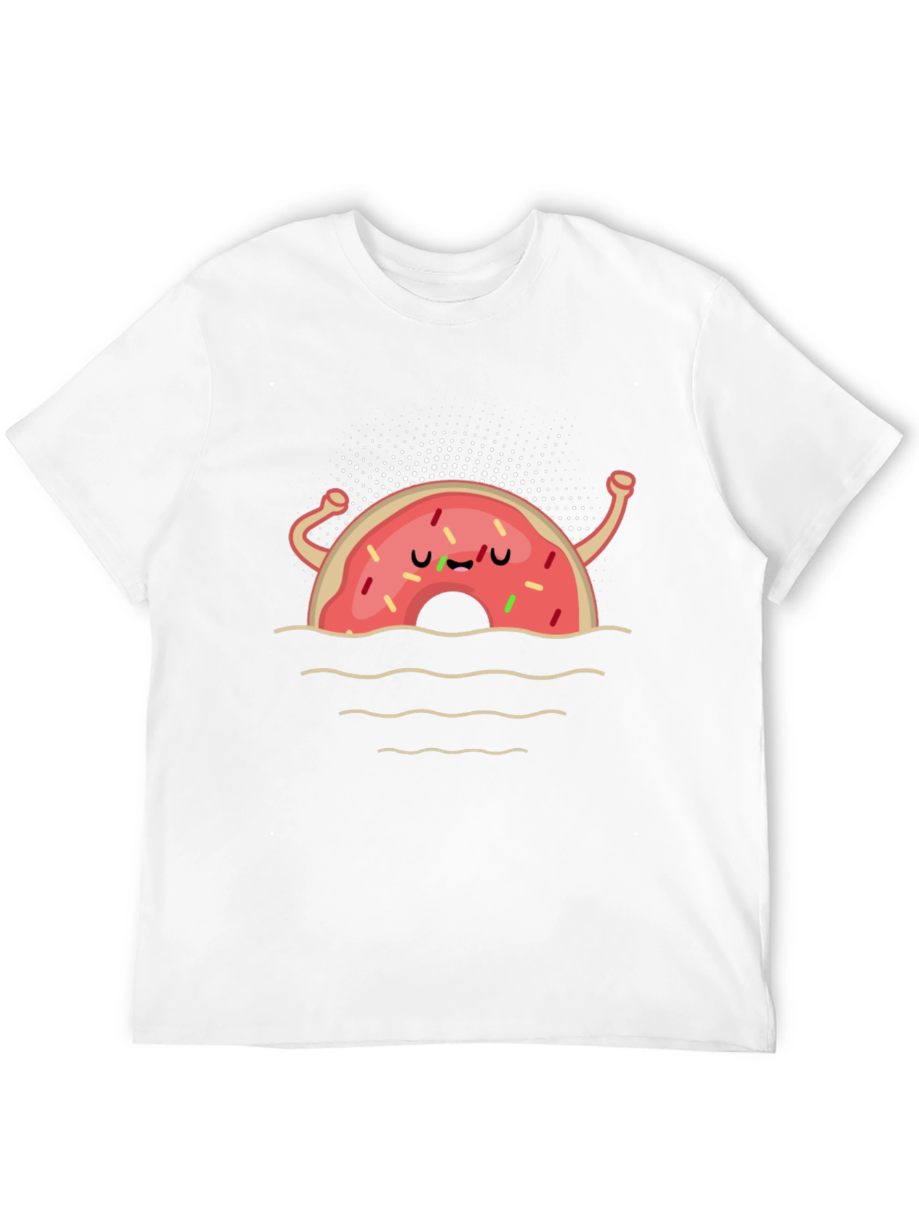 Funny Donut Cartoon Black T-Shirt