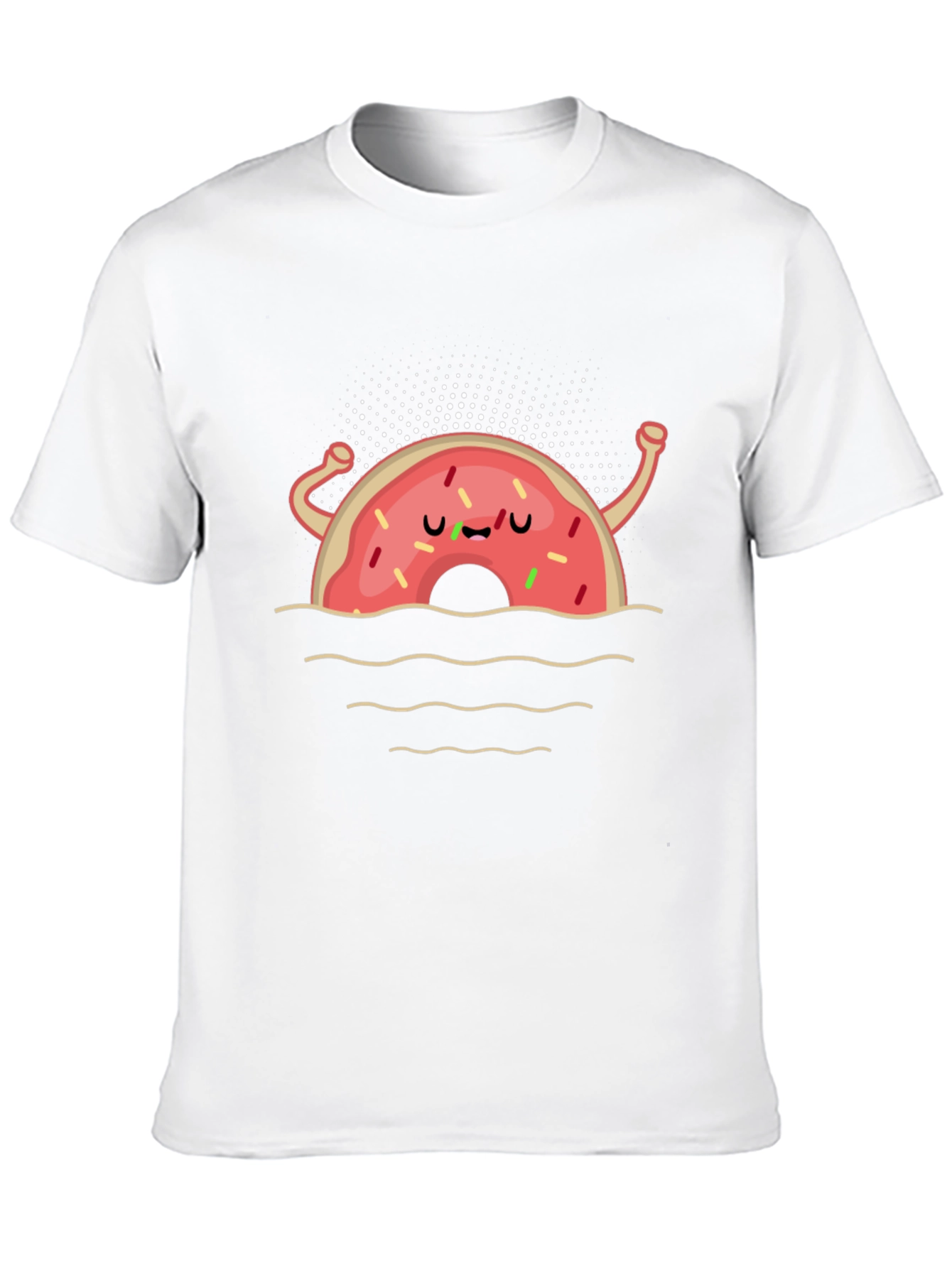 Funny Donut Cartoon Black T-Shirt