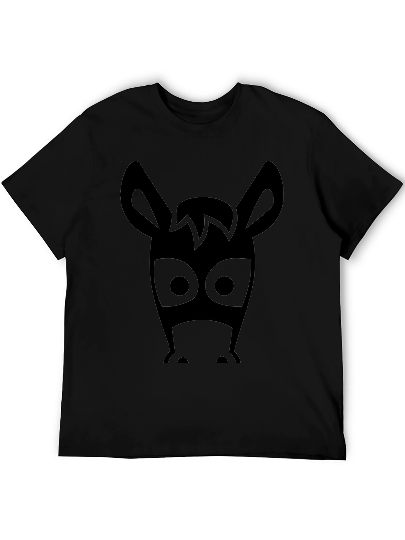 Funny Donkey Face Graphic Mens Black T-Shirt