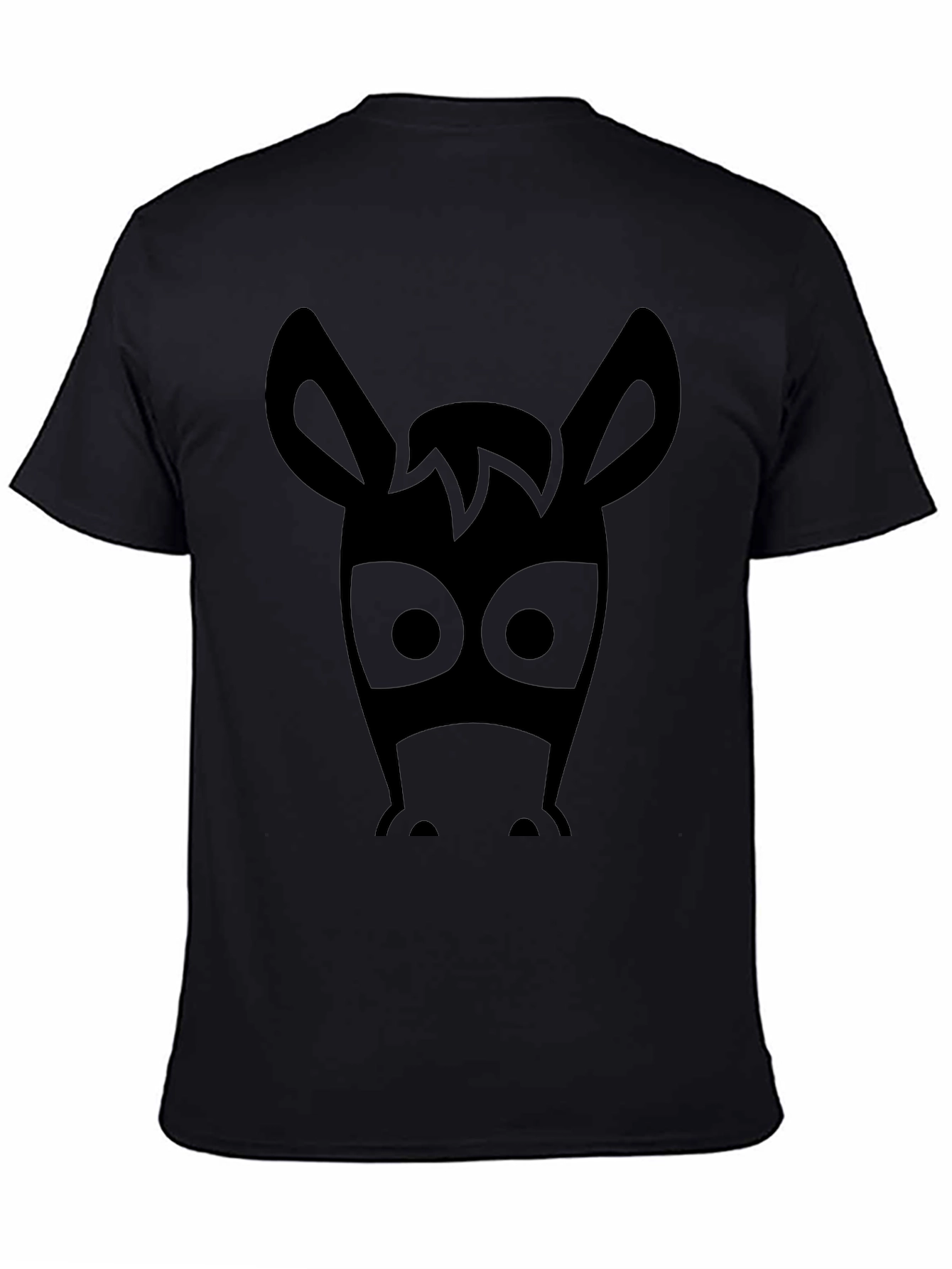 Funny Donkey Face Graphic Mens Black T-Shirt