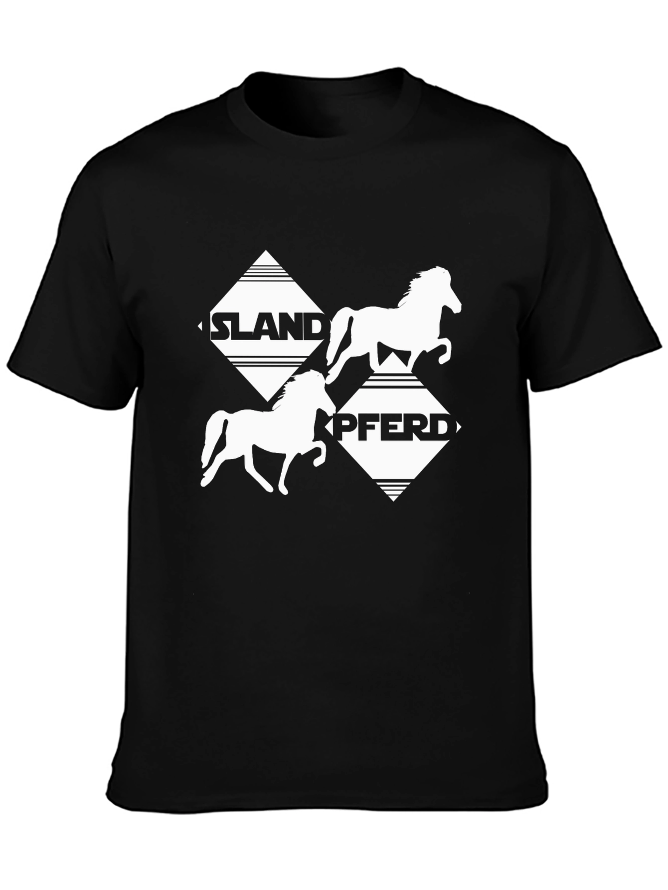 Islandpferd Graphic Tee - Black Cotton T-Shirt