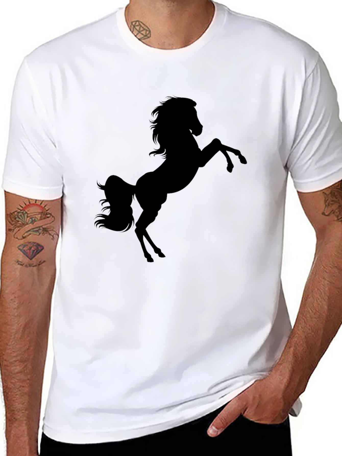 Black Horse Silhouette Graphic T-Shirt