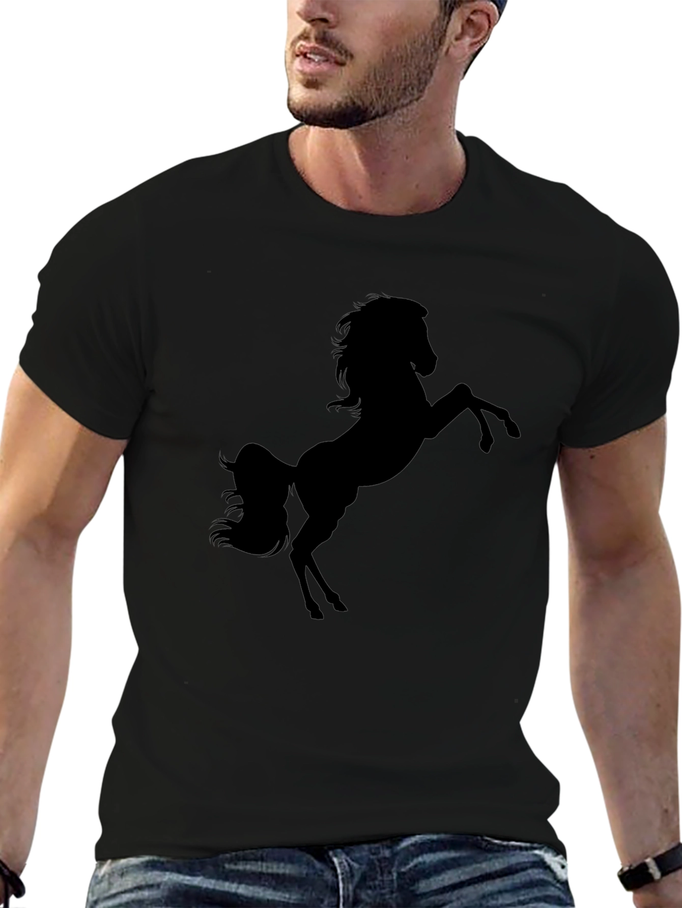 Black Horse Silhouette Graphic T-Shirt