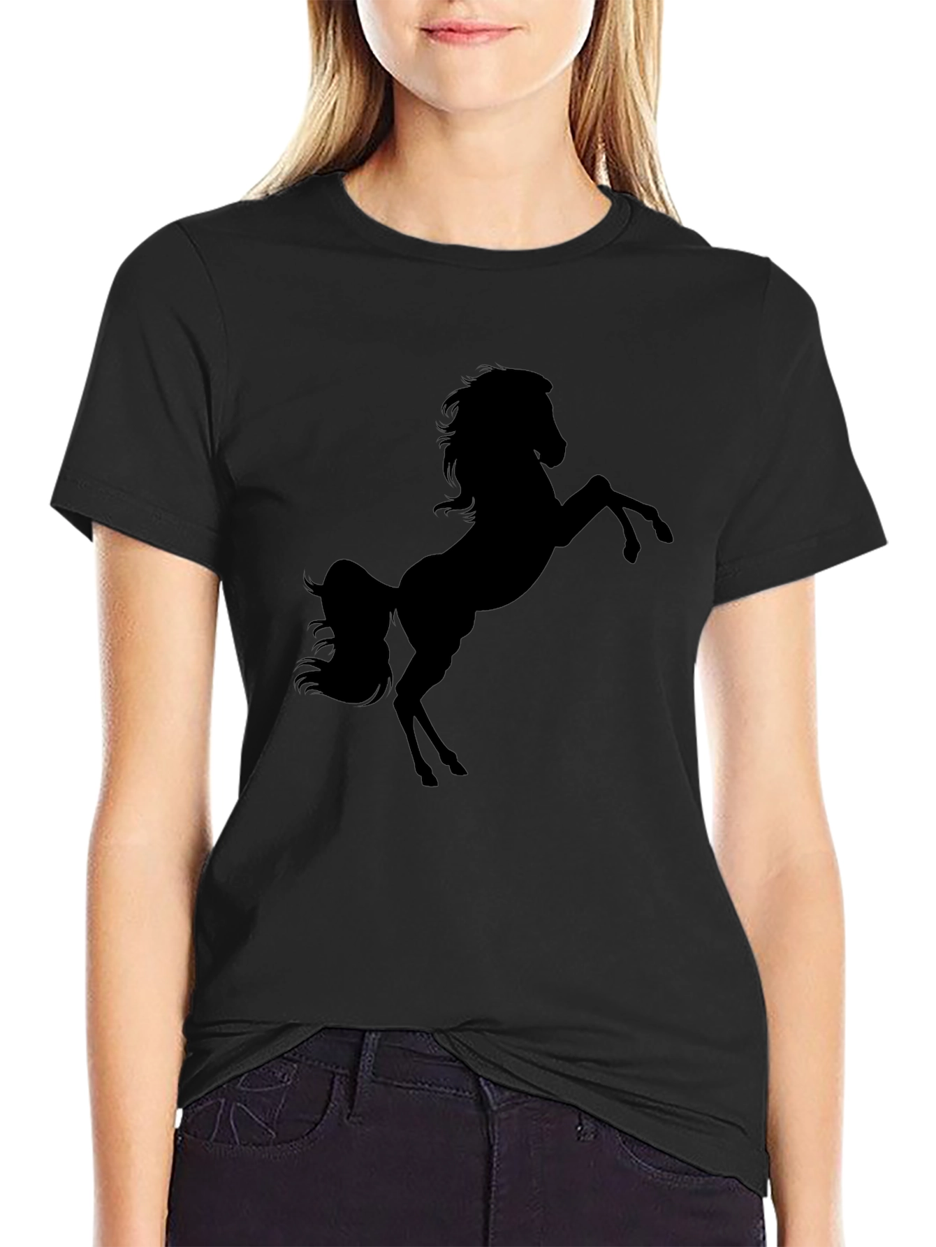 Black Horse Silhouette Graphic T-Shirt