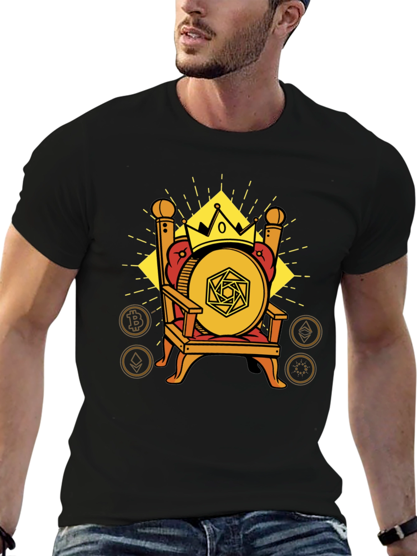 Crypto King T-Shirt - Bitcoin Throne Design