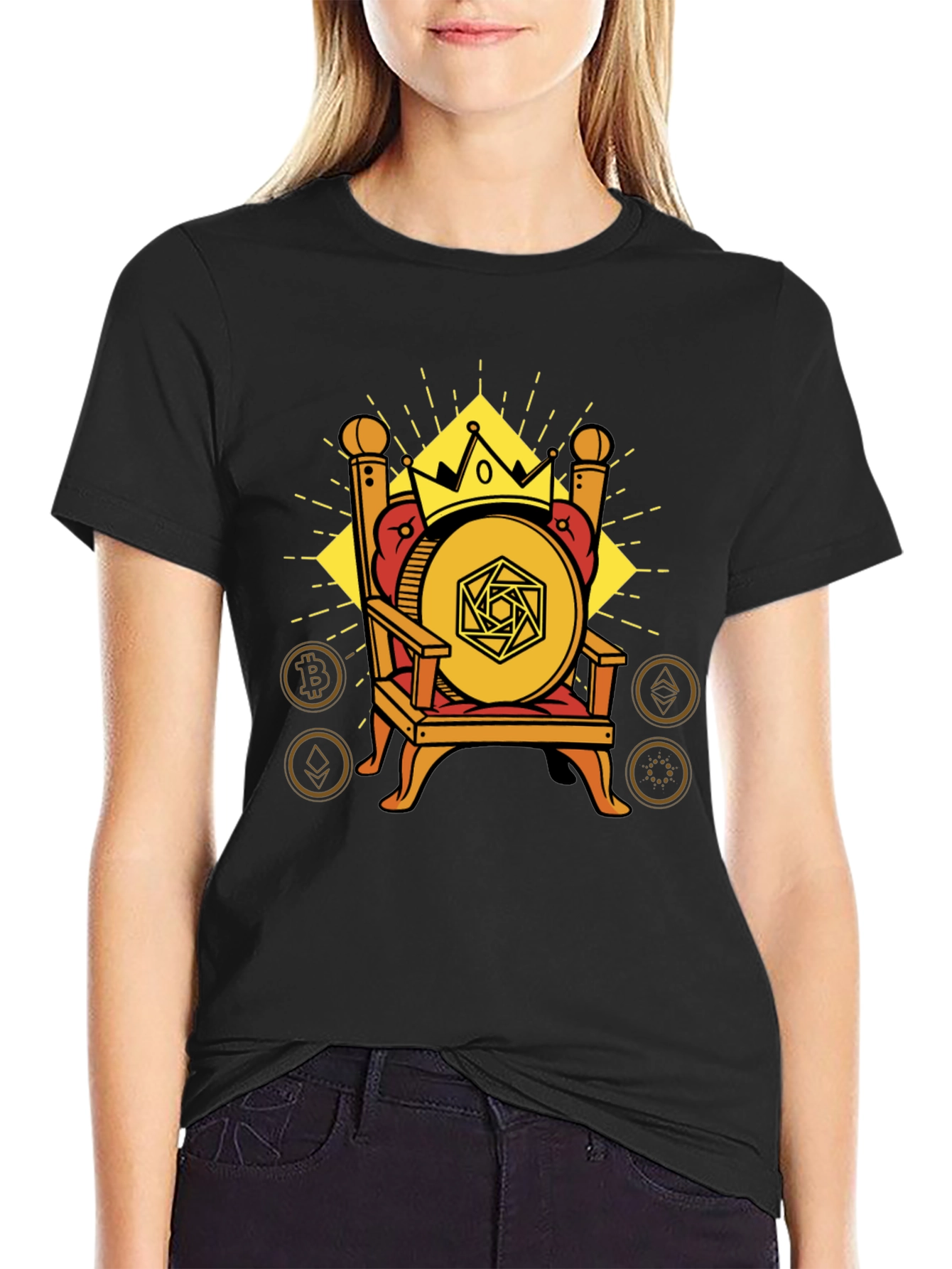 Crypto King T-Shirt - Bitcoin Throne Design