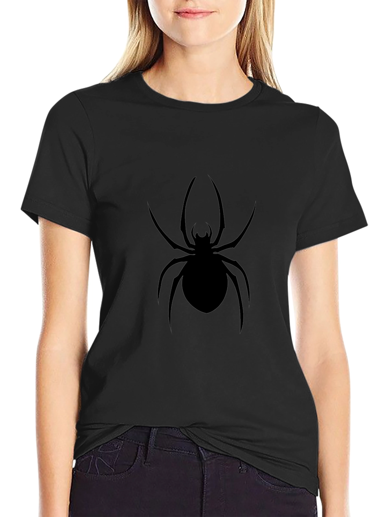 Black Spider Graphic Tee - Creepy Crawly Style