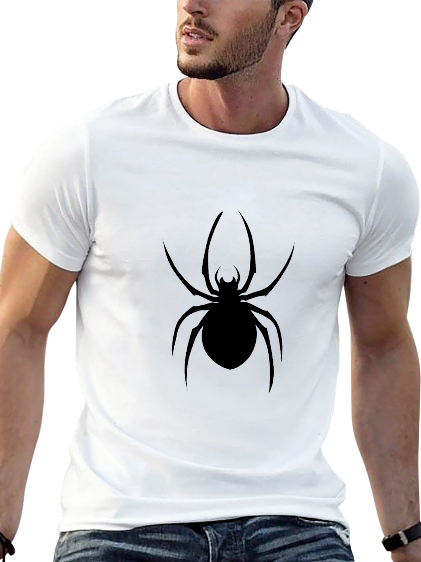 Black Spider Graphic Tee - Creepy Crawly Style