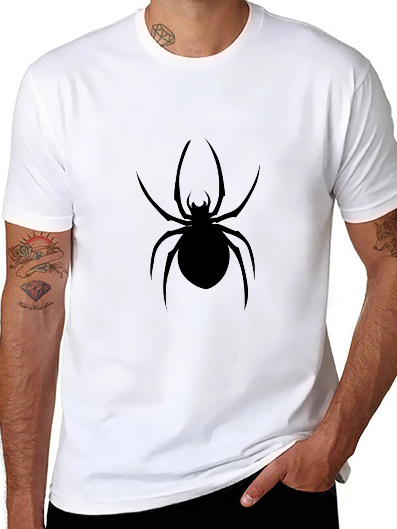 Black Spider Graphic Tee - Creepy Crawly Style
