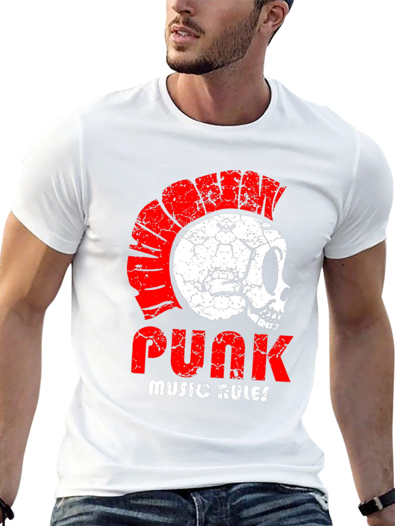 Punk Music Rules Skull T-Shirt