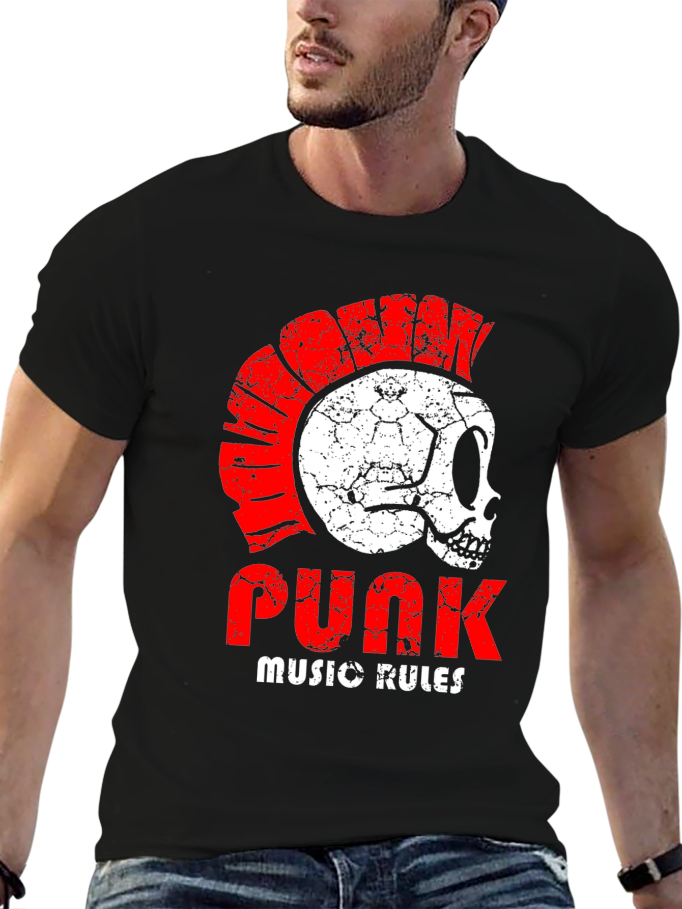 Punk Music Rules Skull T-Shirt