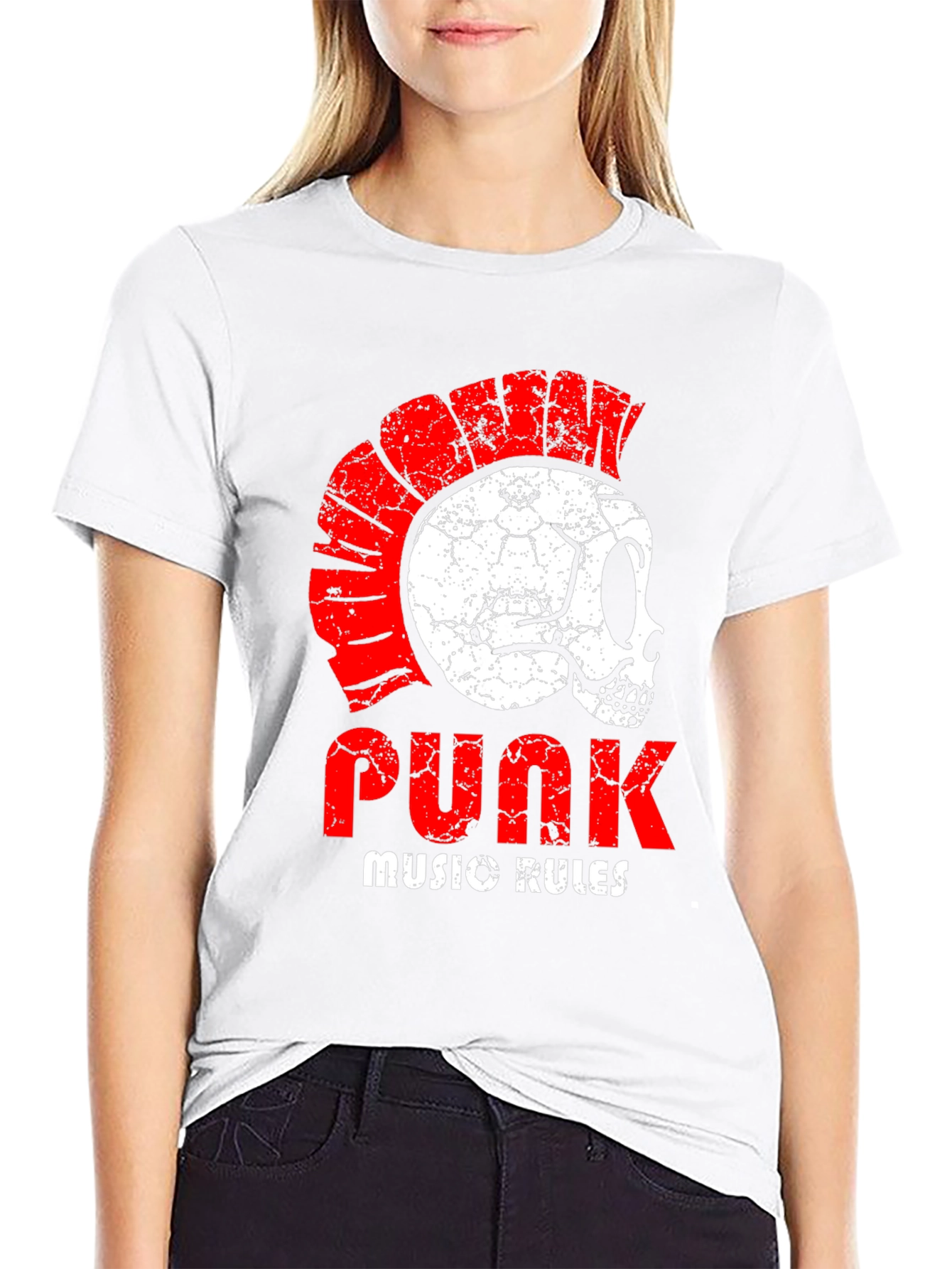 Punk Music Rules Skull T-Shirt