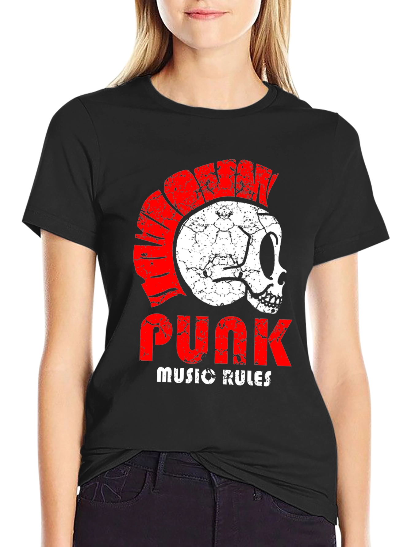 Punk Music Rules Skull T-Shirt