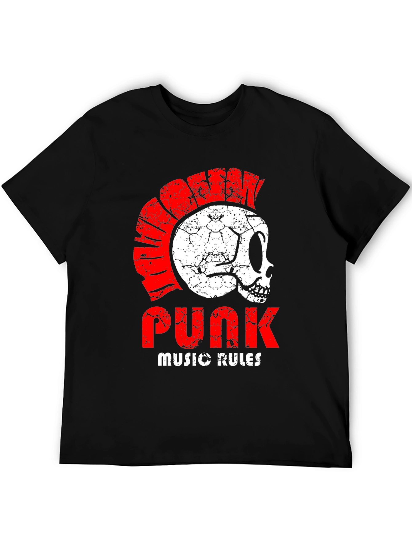 Punk Music Rules Skull T-Shirt