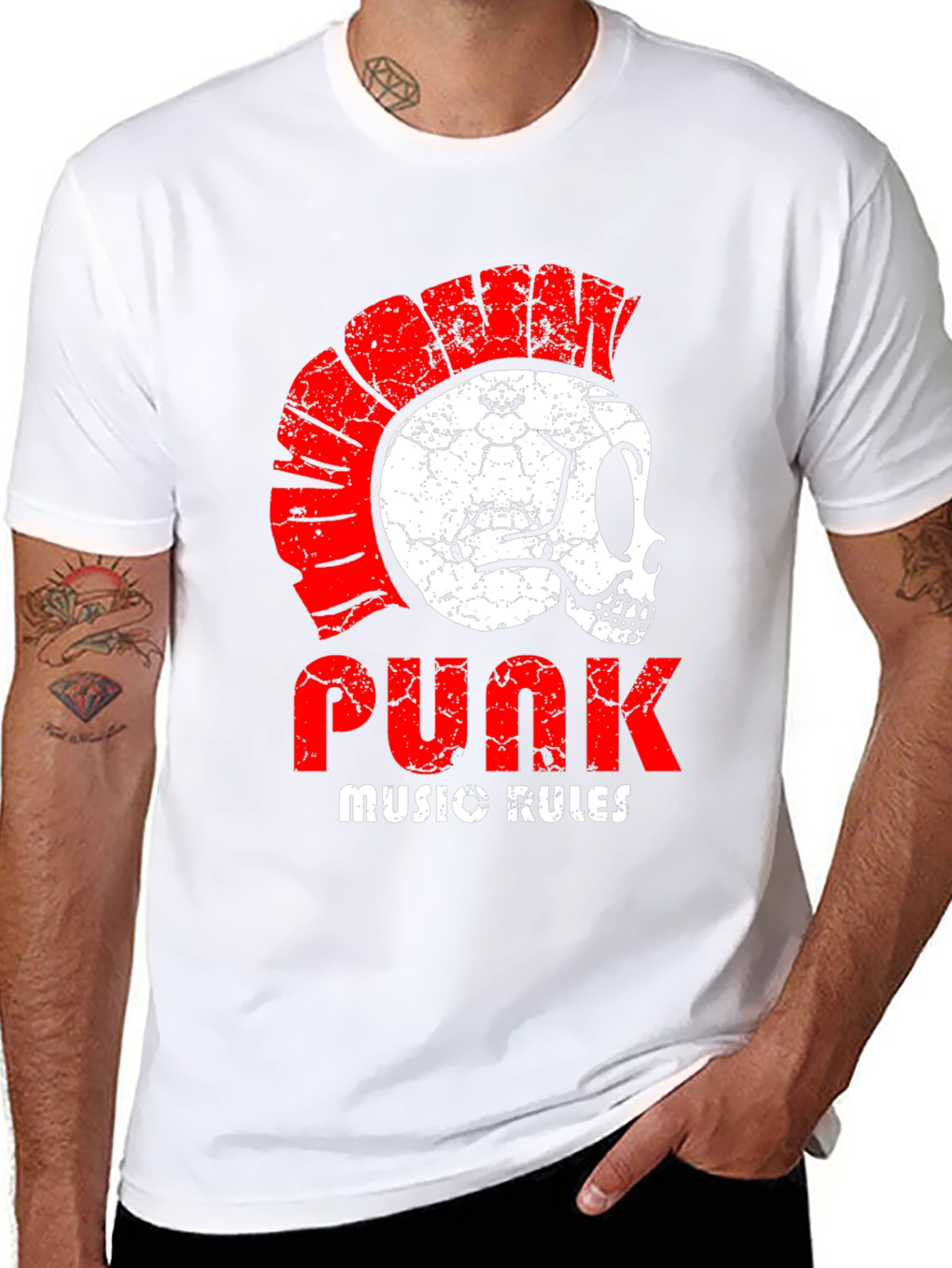 Punk Music Rules Skull T-Shirt