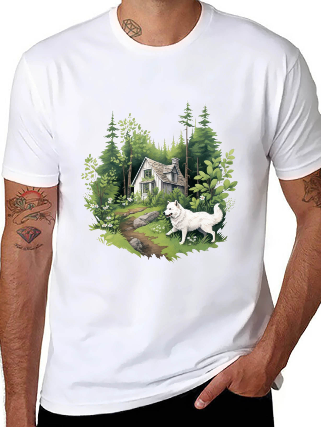Cabin & Samoyed Graphic Tee