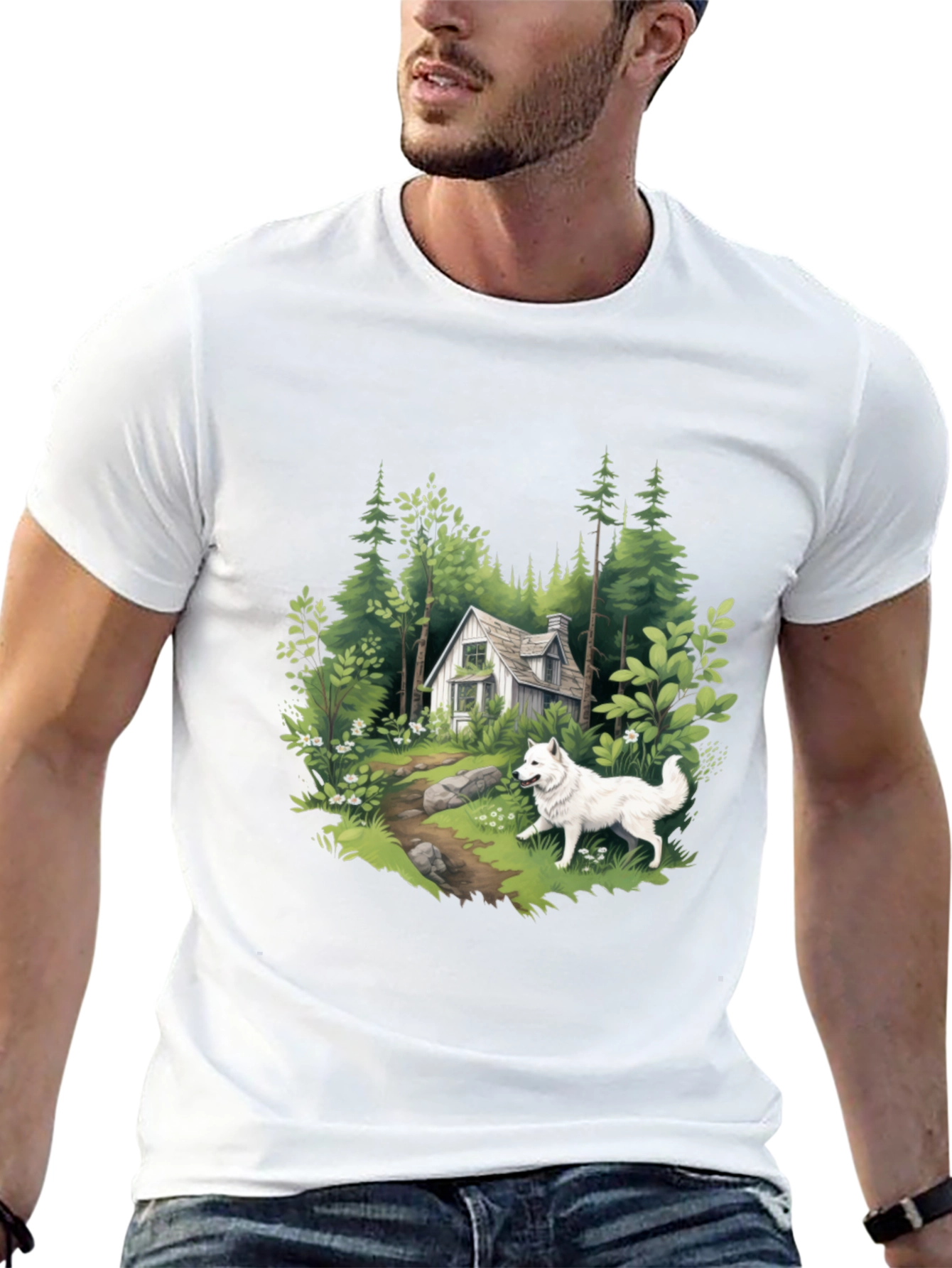 Cabin & Samoyed Graphic Tee