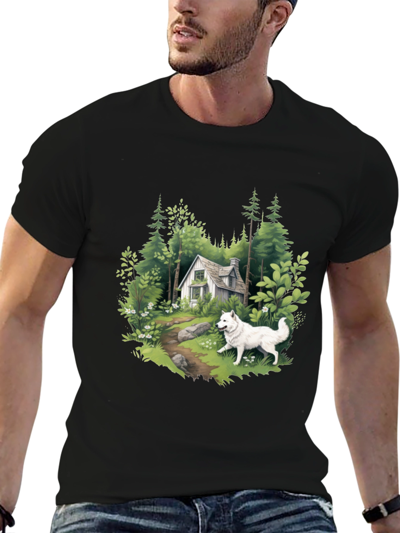 Cabin & Samoyed Graphic Tee