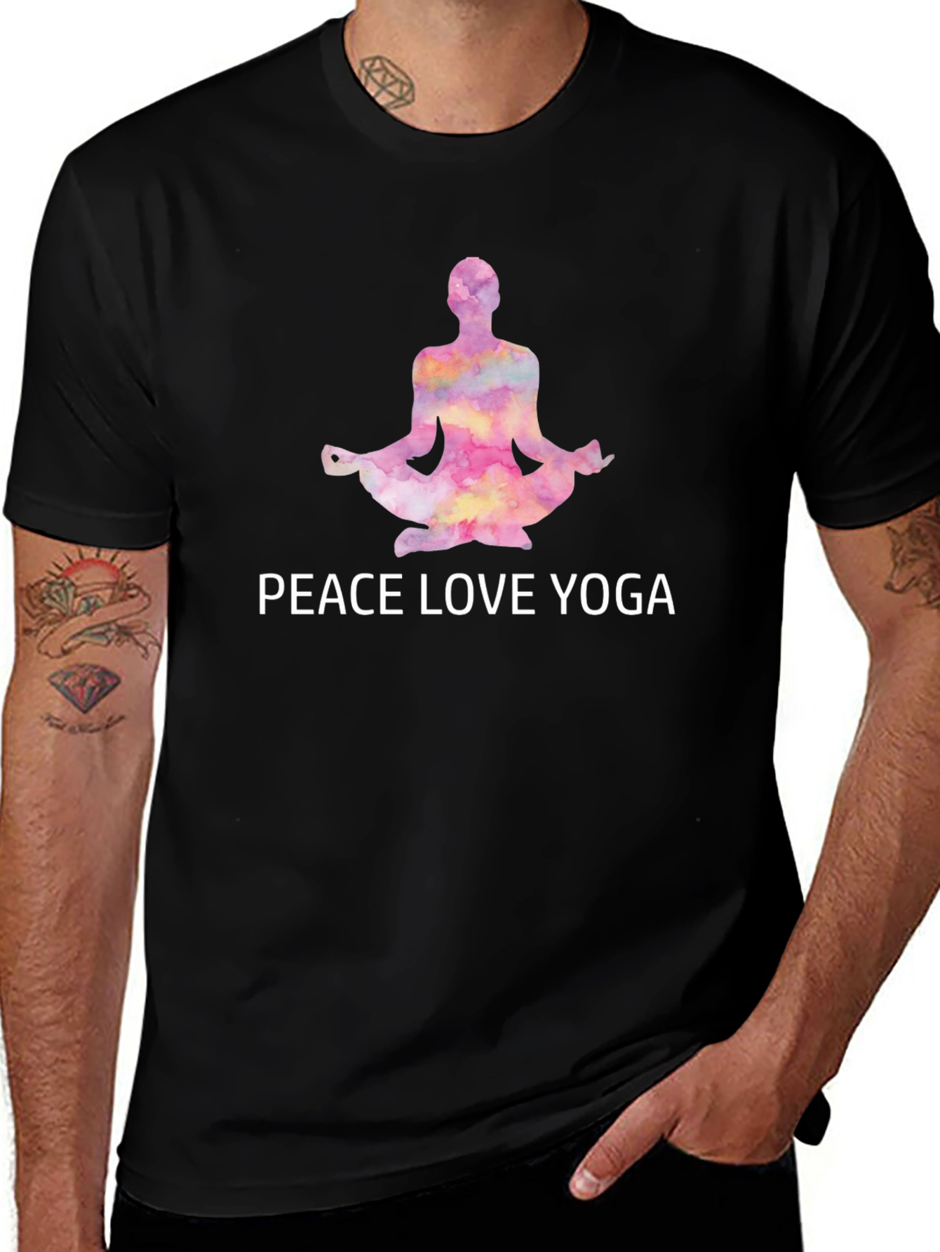 Peace Love Yoga T-Shirt - Black Cotton Tee