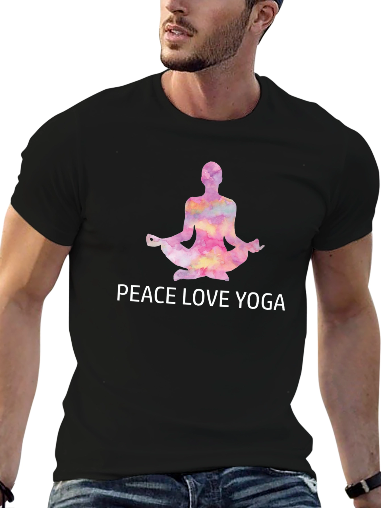 Peace Love Yoga T-Shirt - Black Cotton Tee