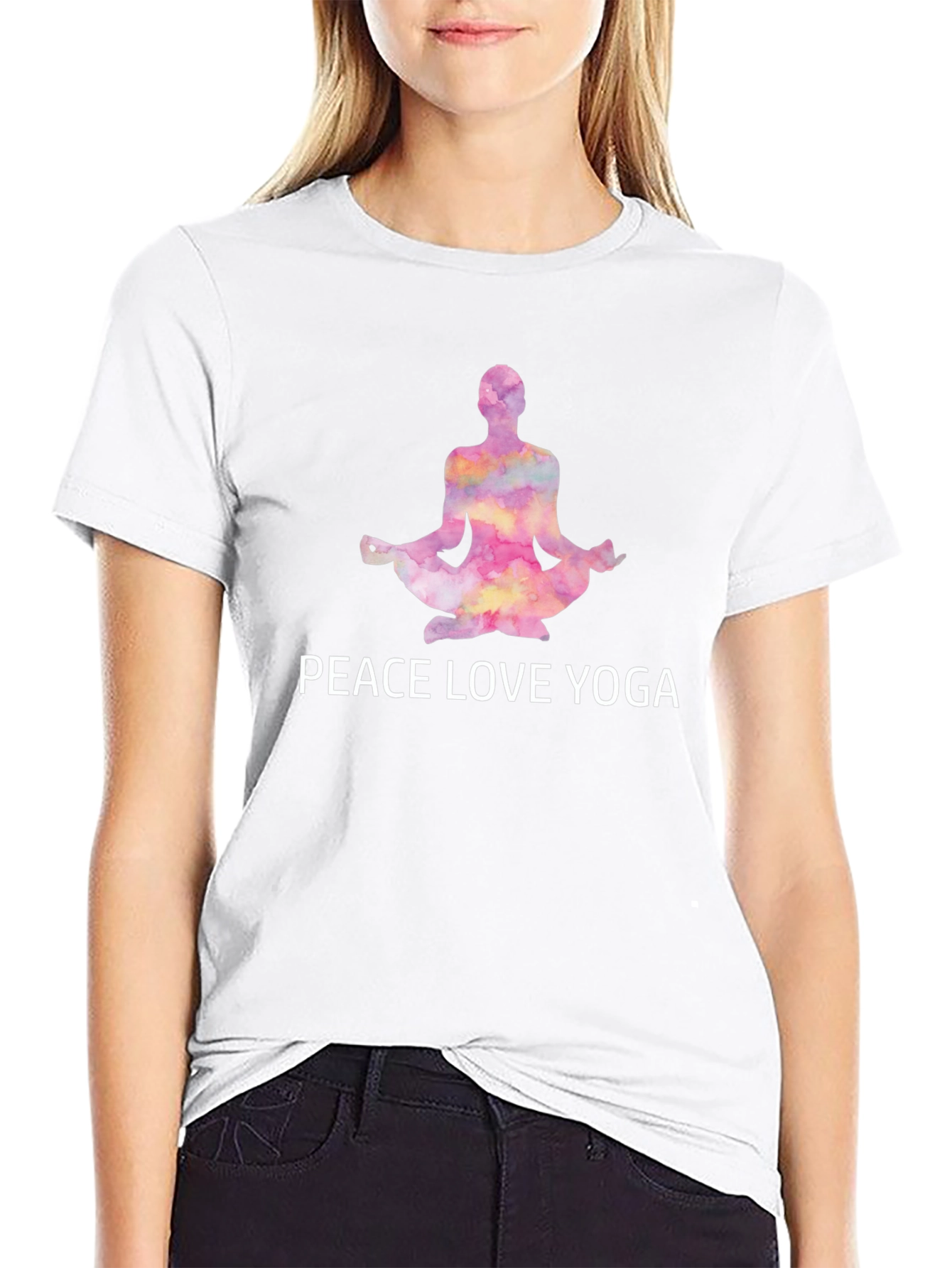 Peace Love Yoga T-Shirt - Black Cotton Tee