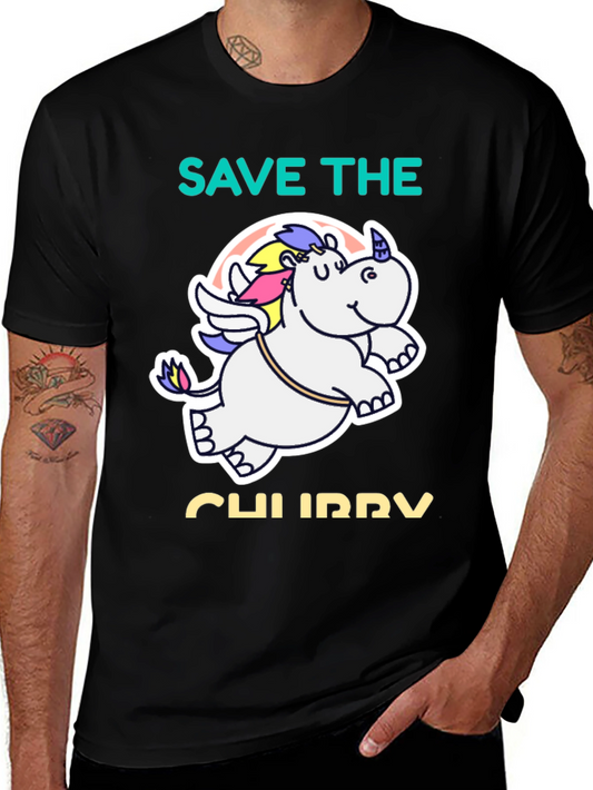 Save the Chubby Unicorn Black T-Shirt