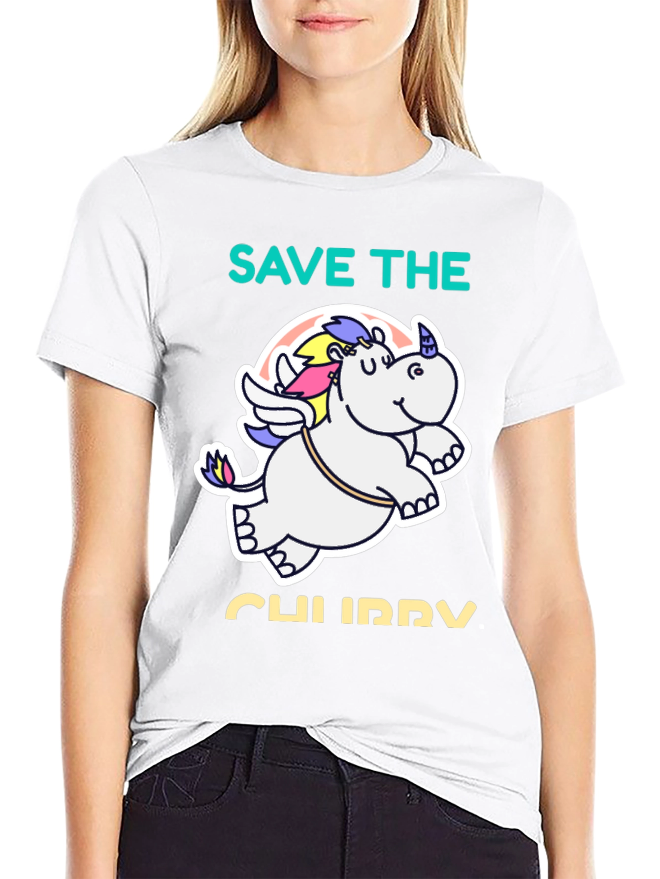 Save the Chubby Unicorn Black T-Shirt