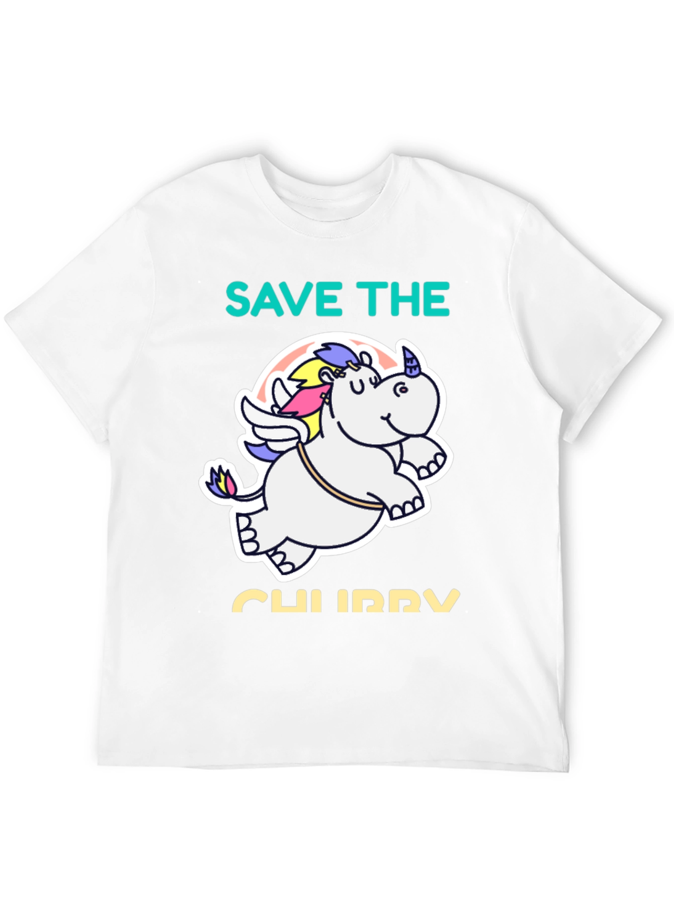 Save the Chubby Unicorn Black T-Shirt