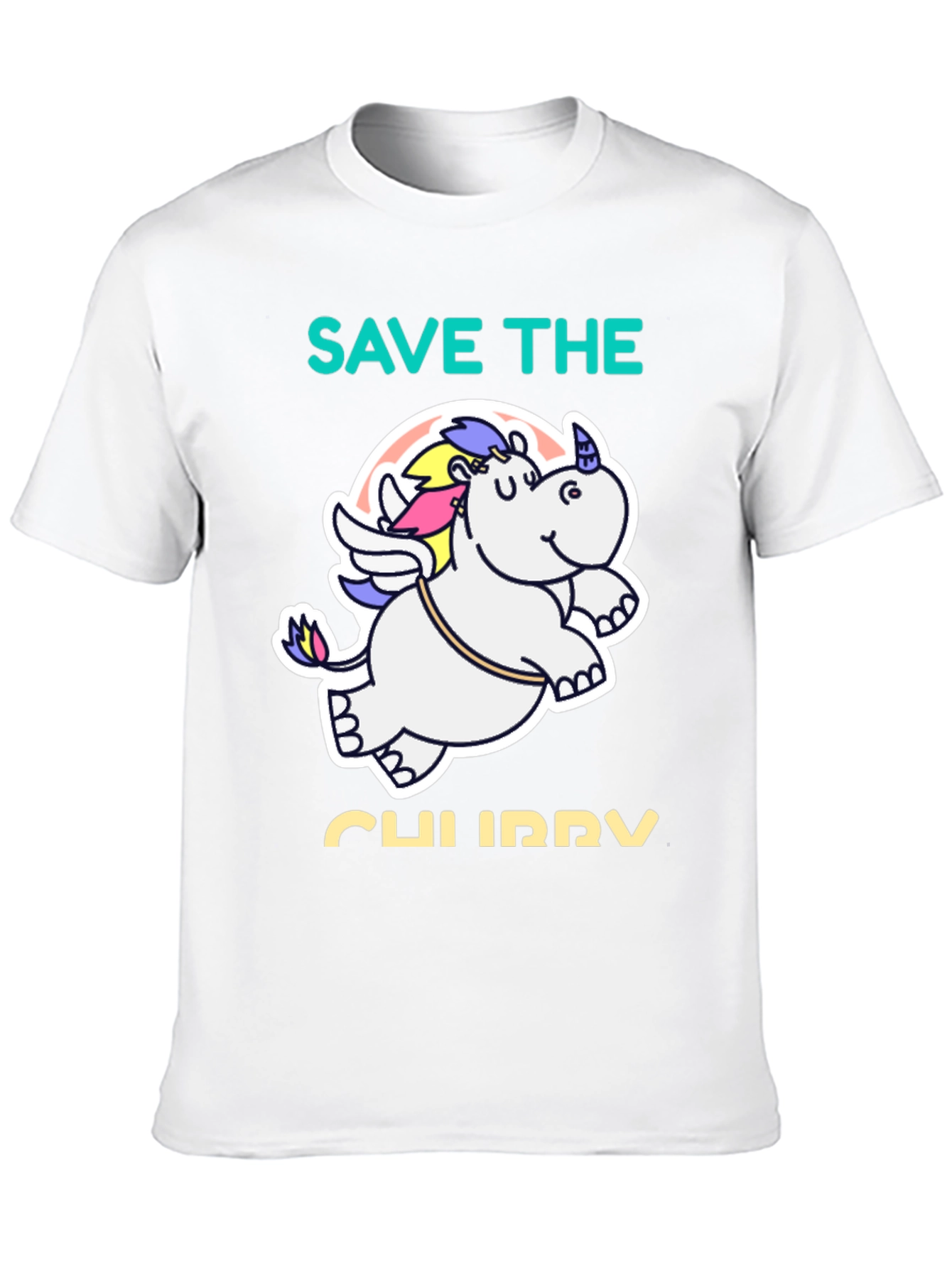 Save the Chubby Unicorn Black T-Shirt